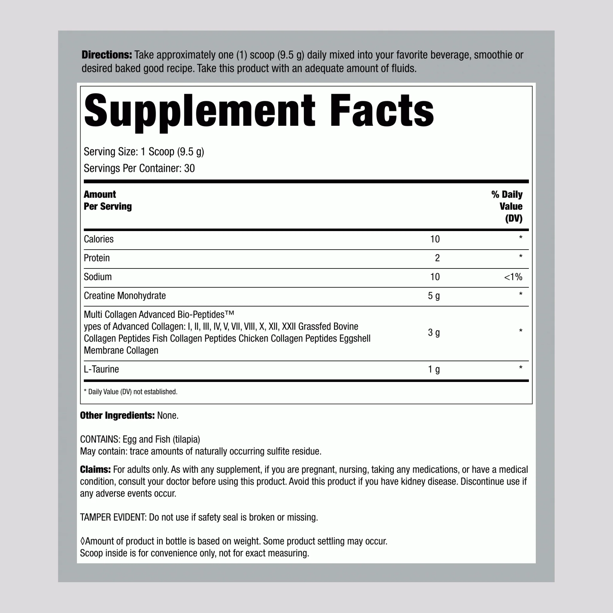 Creatine + Multi Collagen, 10 oz (285 g) Powder - Image 2