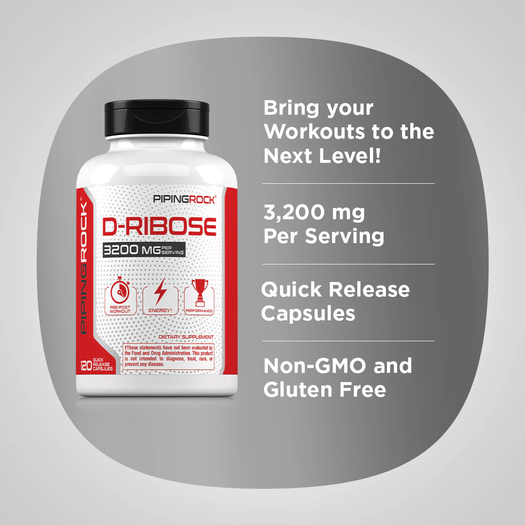 D-Ribose 100% Pure, 3200 mg (per serving), 120 Quick Release Capsules - Image 4