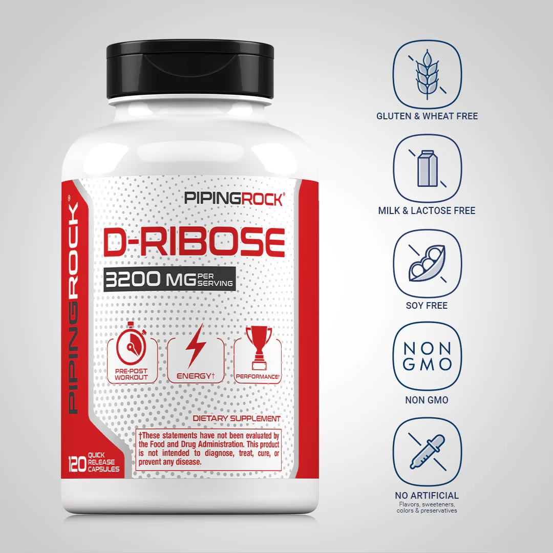 D-Ribose 100% Pure, 3200 mg (per serving), 120 Quick Release Capsules - Image 5