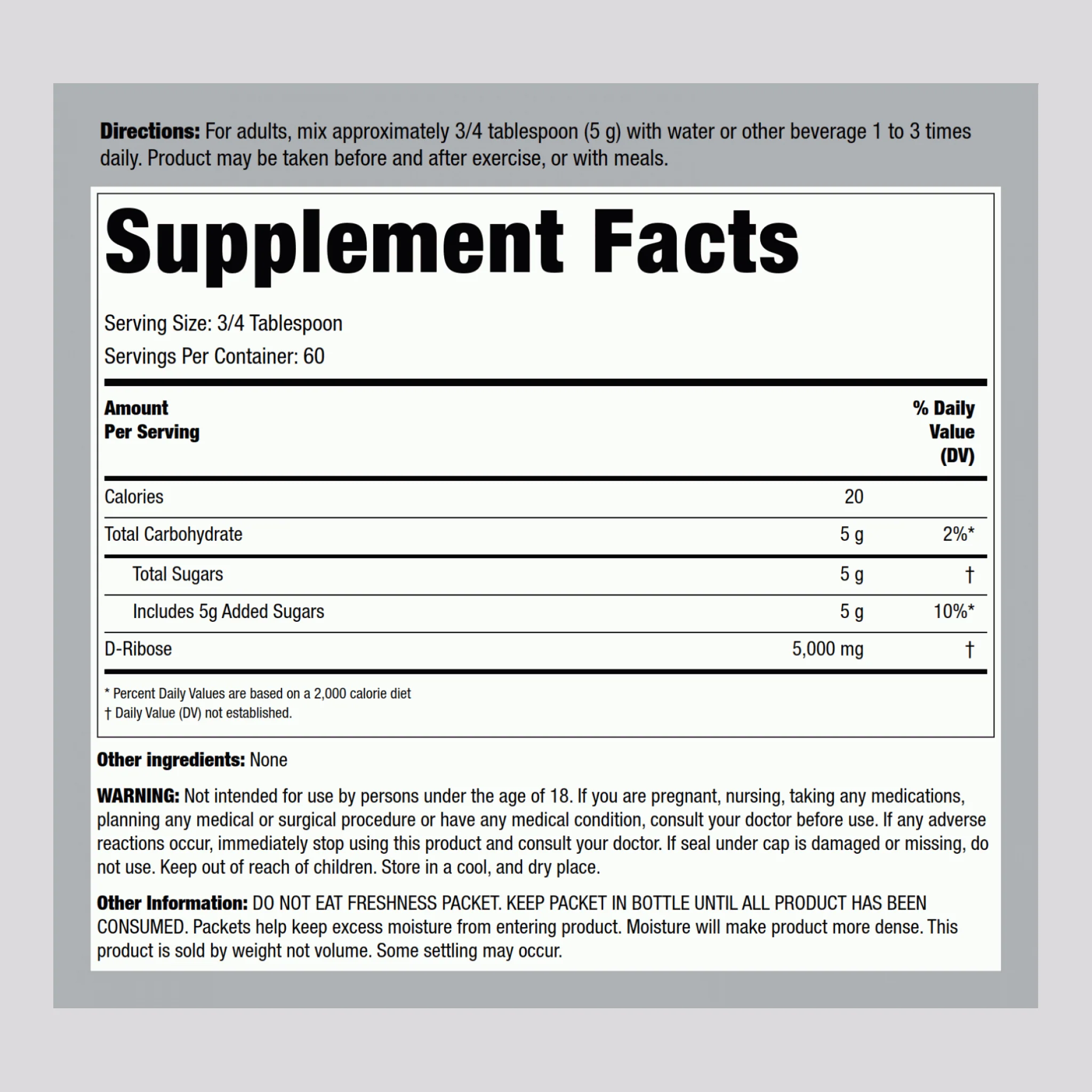 D-Ribose Powder 100% Pure, 10.6 oz (300 g) Bottle, 2  Bottles - Image 2