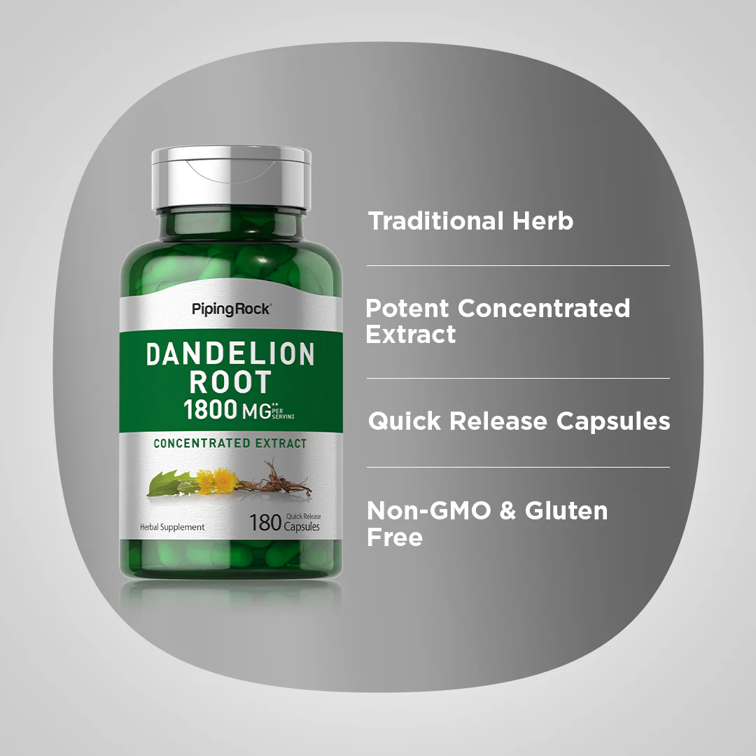 Dandelion Root, 1800 mg (per serving), 180 Quick Release Capsules - Image 4