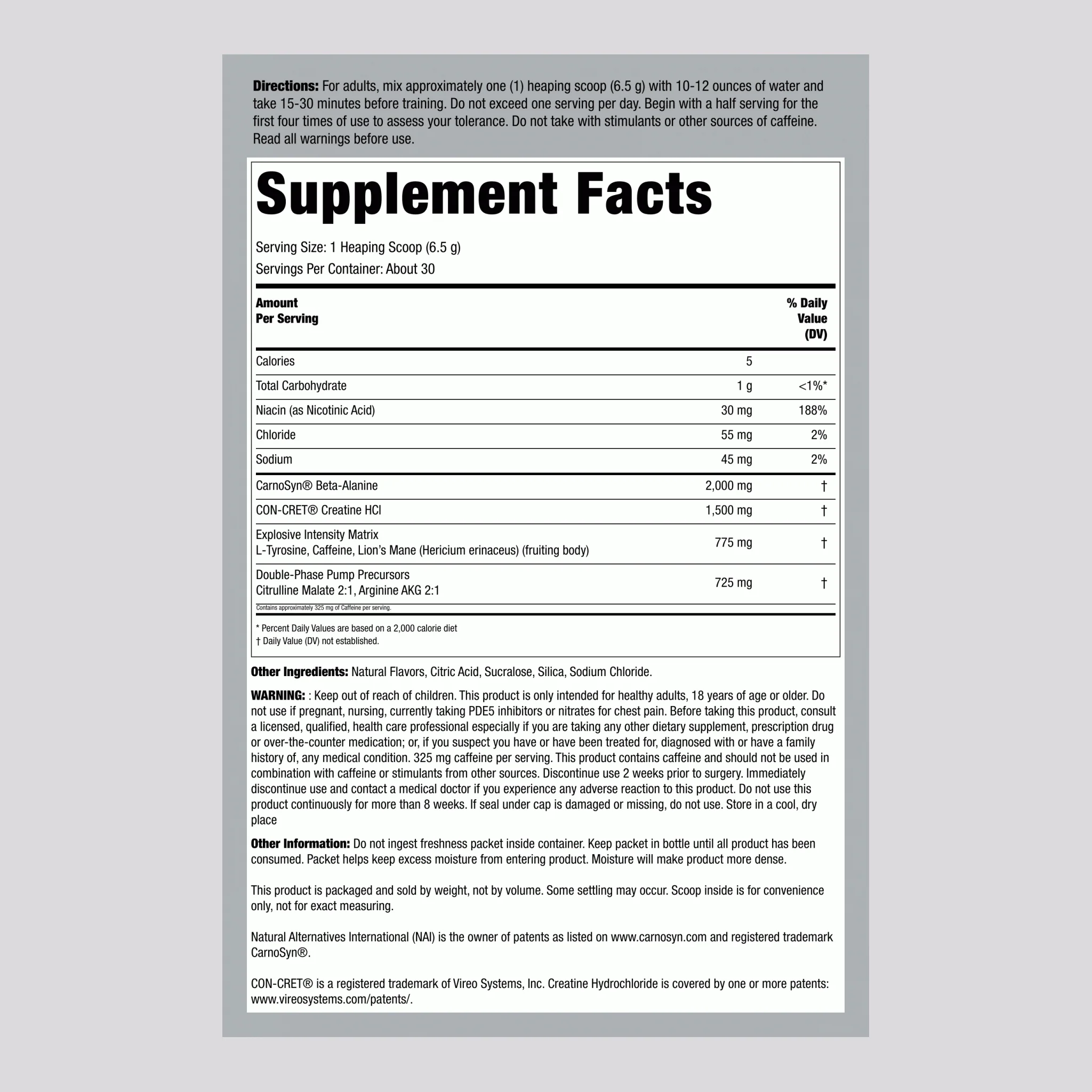 Delta Force Pre-Workout Concentrate Powder (Knockout Fruit Punch), 6.87 oz (195 g) Bottle - Image 2