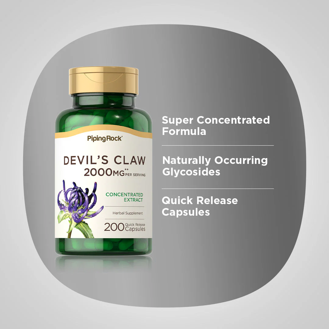 Devil's Claw, 2000 mg (per serving), 200 Quick Release Capsules, 2  Bottles - Image 4