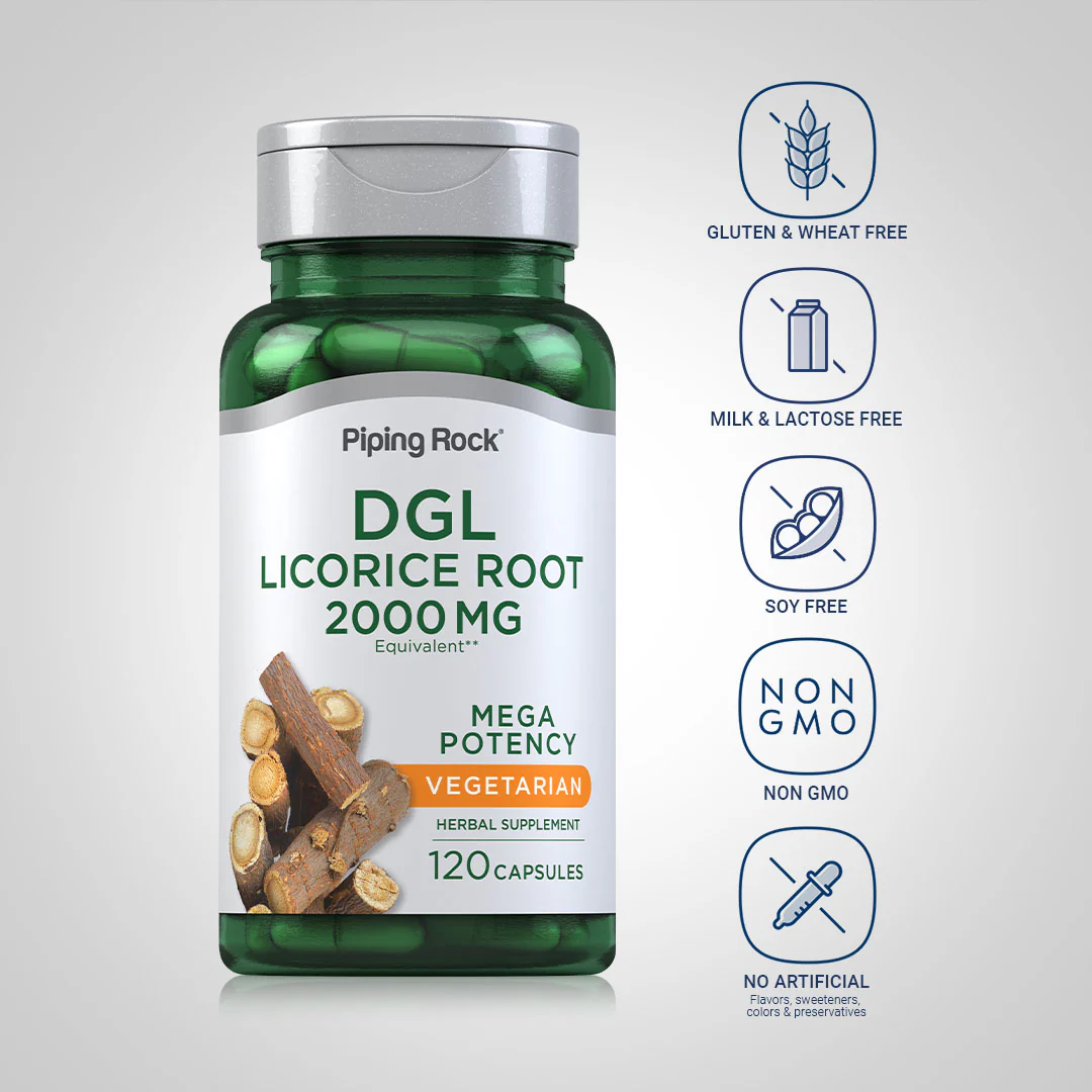 DGL Licorice Root Mega Potency (Deglycyrrhizinated), 2000 mg, 120 Capsules - Image 4