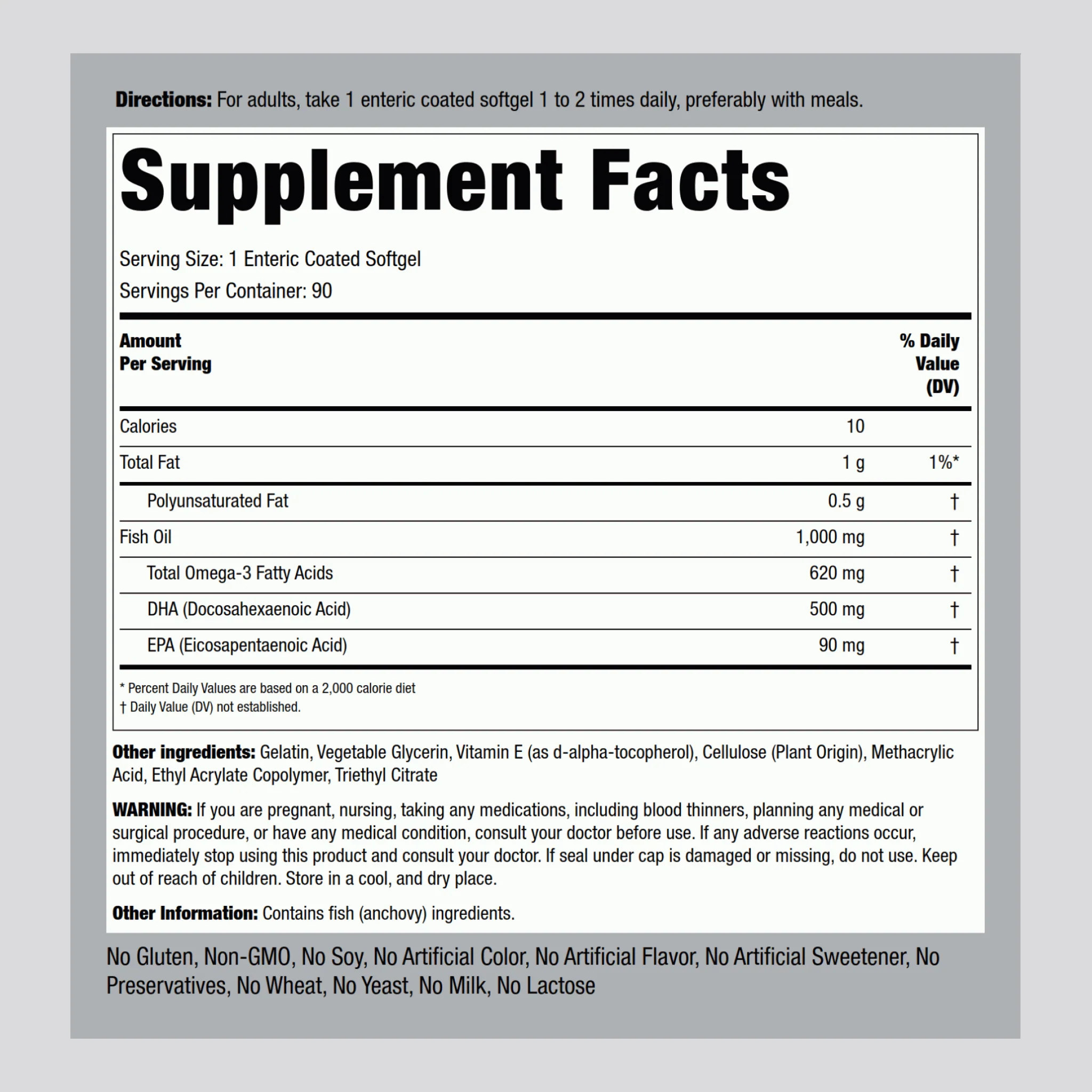 DHA Enteric Coated, 500 mg, 90 Quick Release Softgels - Image 2