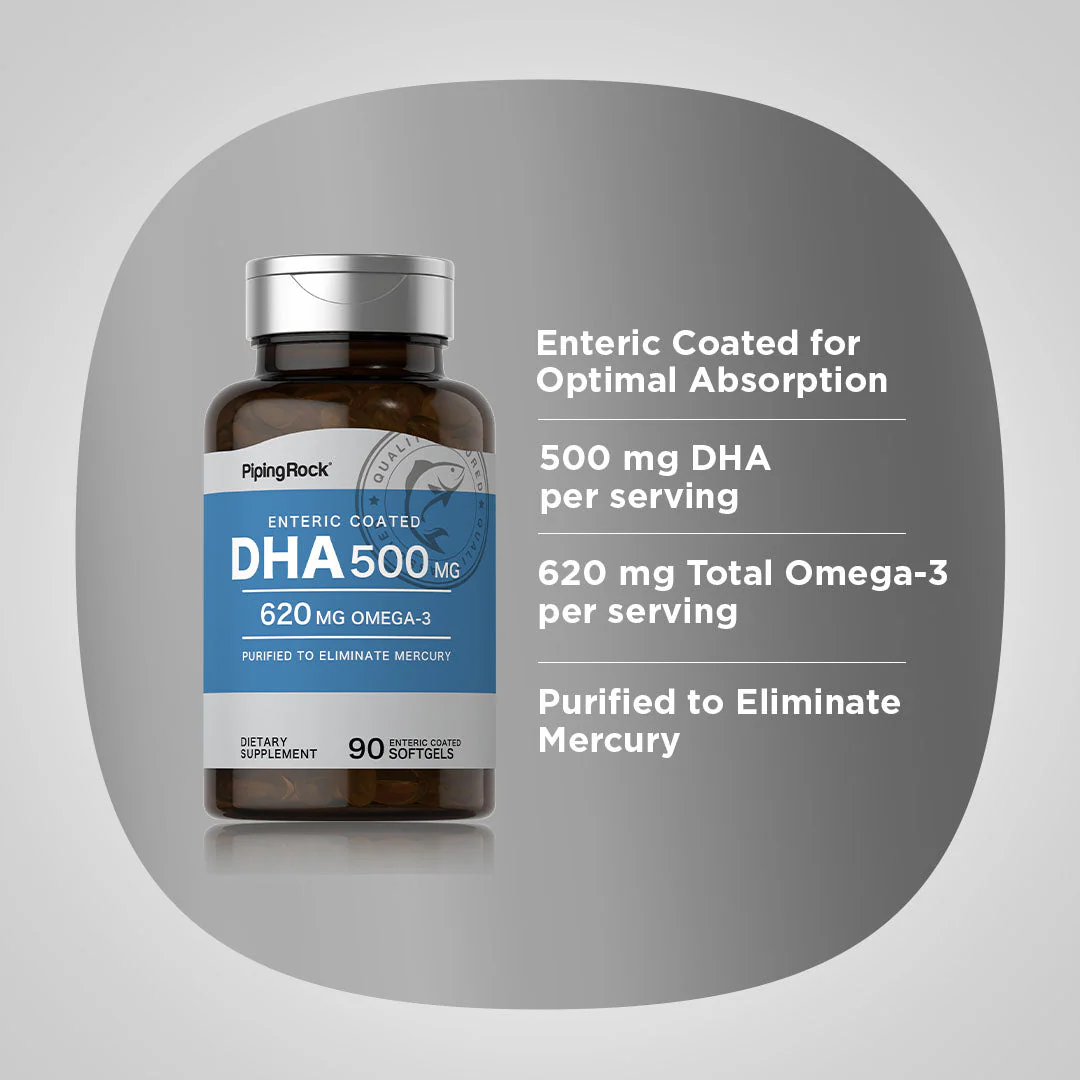 DHA Enteric Coated, 500 mg, 90 Quick Release Softgels, 2  Bottles - Image 5