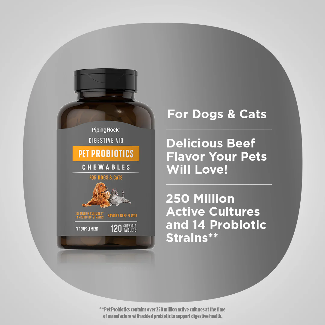 Digestive Aid Probiotics for Dogs & Cats, 120 Chewable Tablets - Image 5