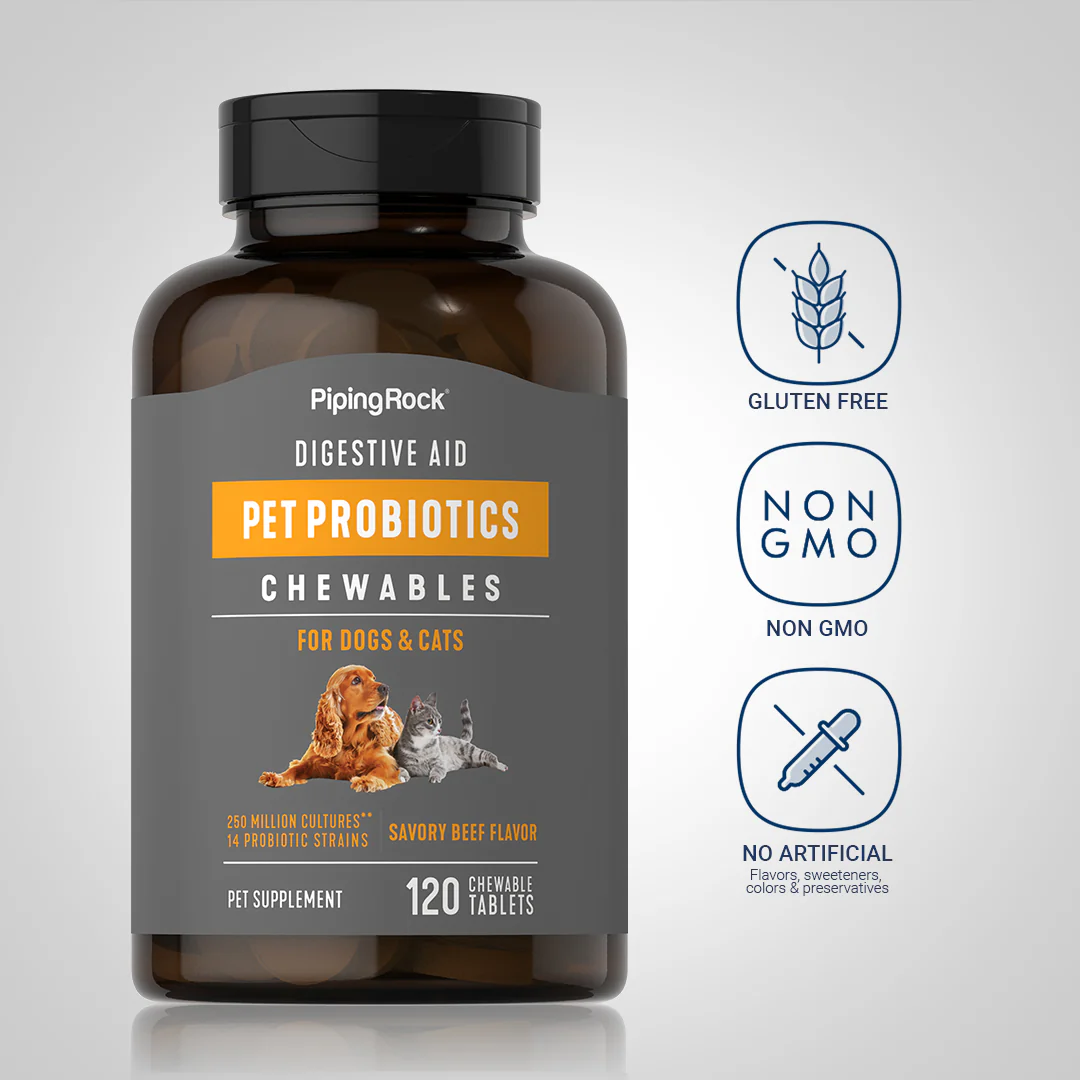 Digestive Aid Probiotics for Dogs & Cats, 120 Chewable Tablets - Image 6