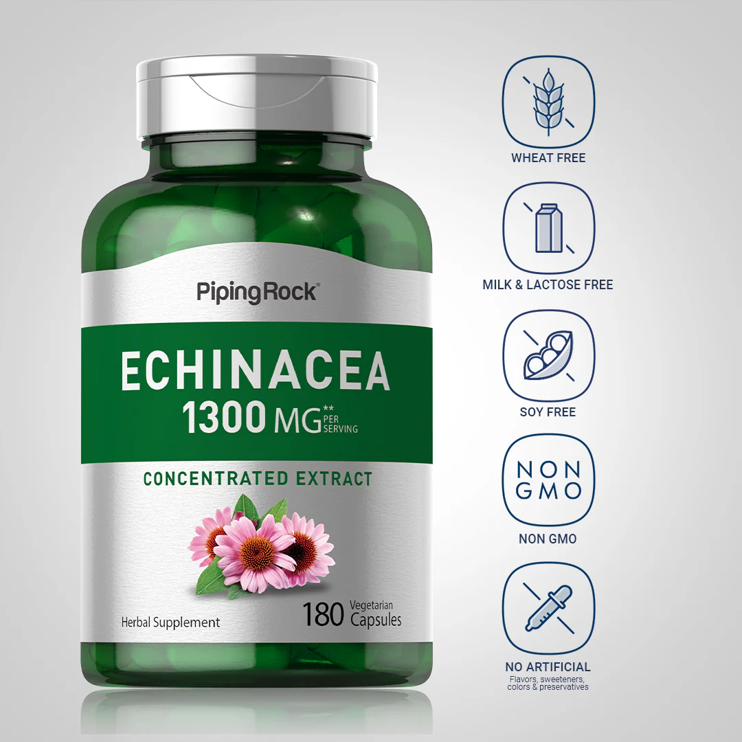 Echinacea, 1300 mg (per serving), 180 Vegetarian Capsules - Image 5