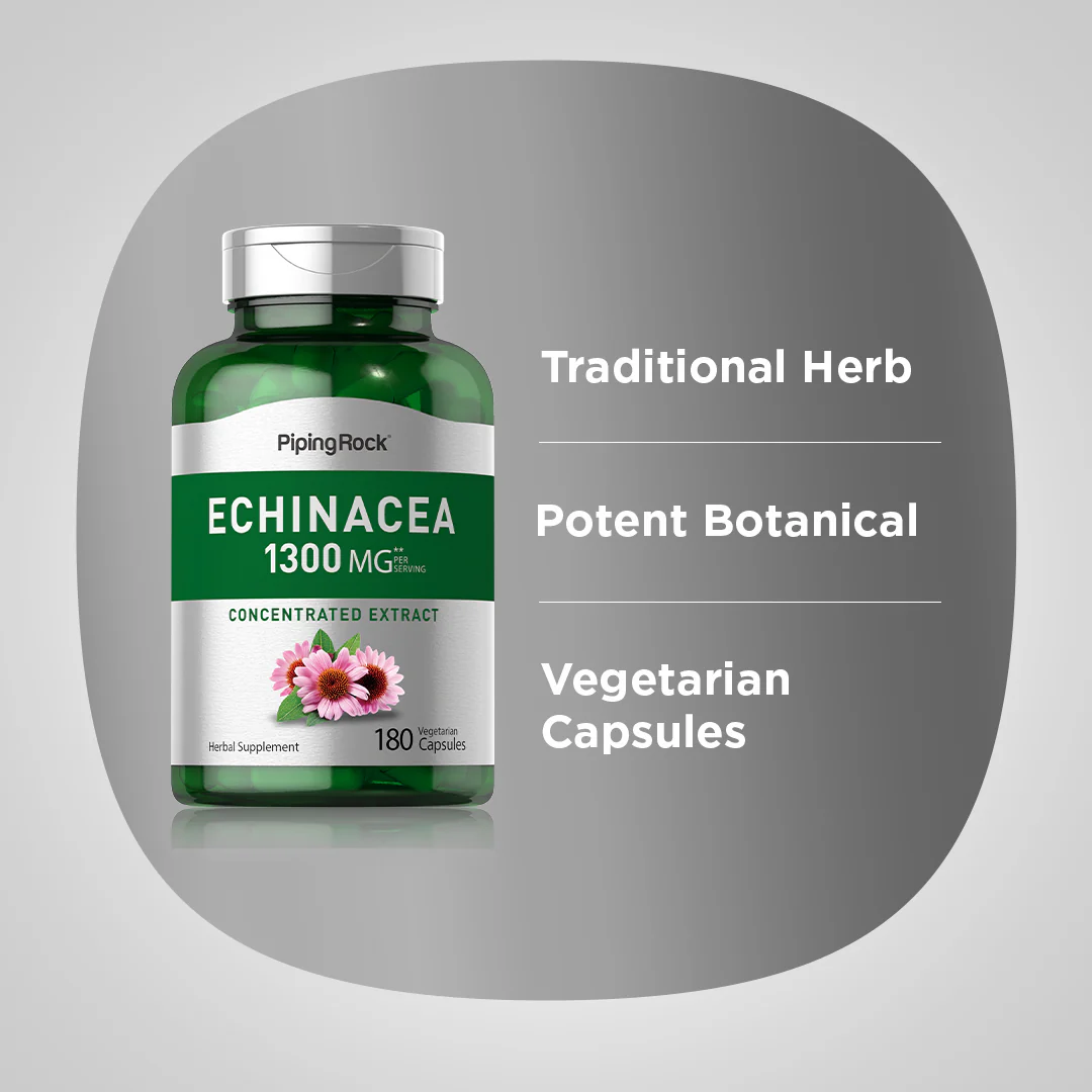 Echinacea, 1300 mg (per serving), 180 Vegetarian Capsules, 2  Bottles - Image 4