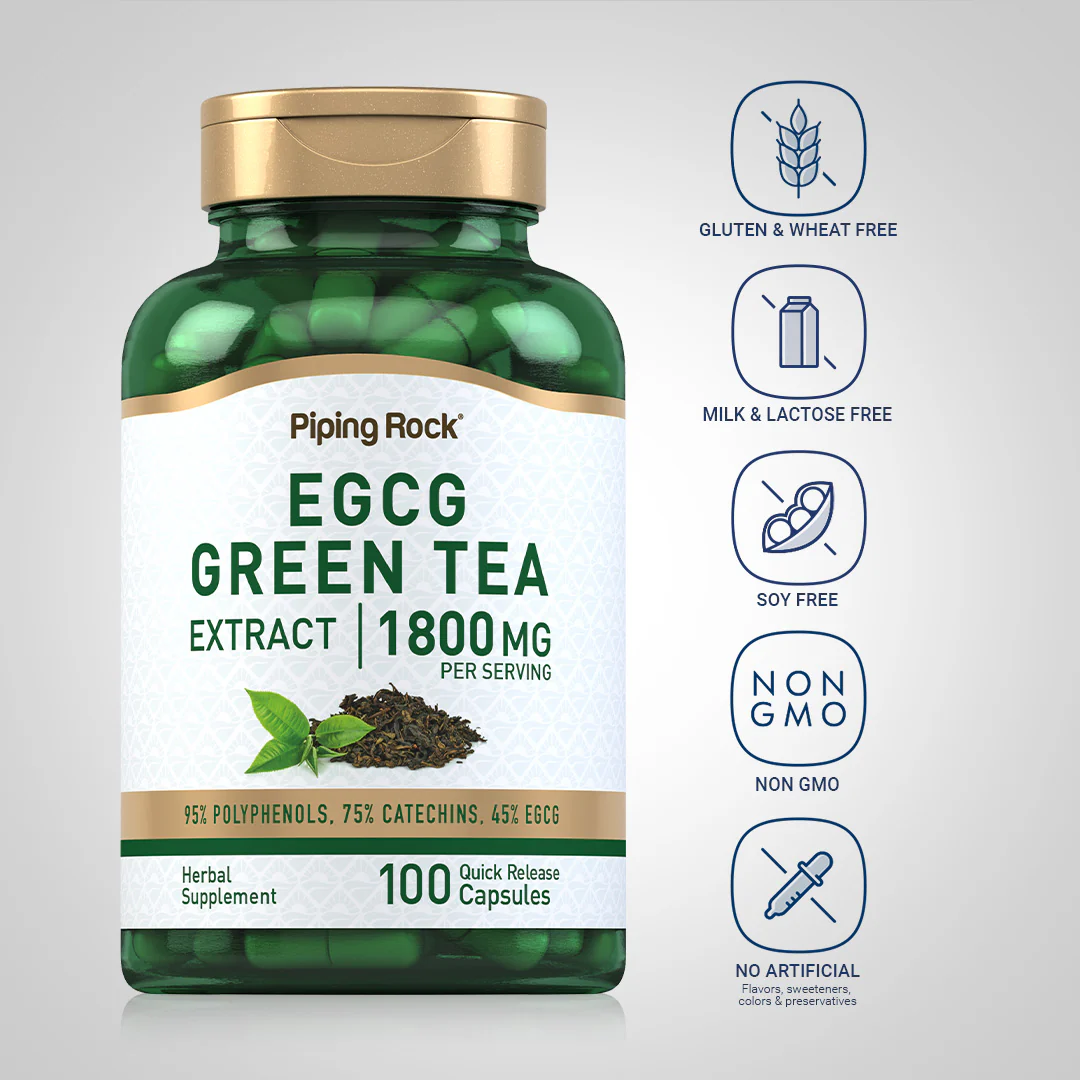 EGCG Green Tea Standardized Extract, 1800 mg (per serving), 100 Quick Release Capsules - Image 5