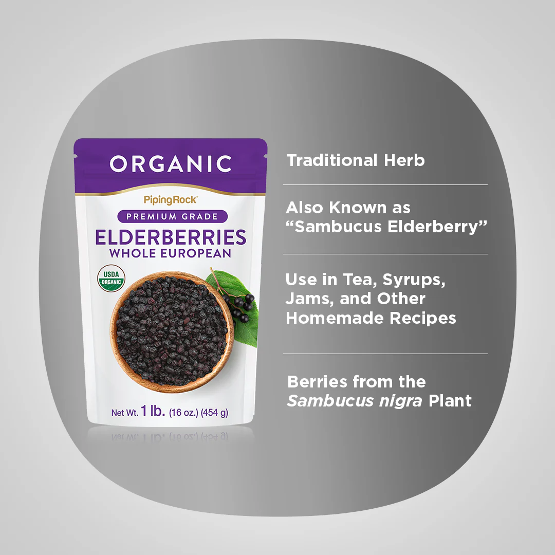 Elderberries Whole European (Organic), 1 lb (454 g) Bag - Image 4