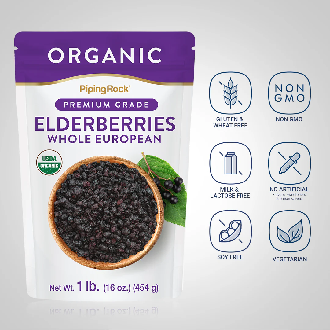 Elderberries Whole European (Organic), 1 lb (454 g) Bag - Image 5
