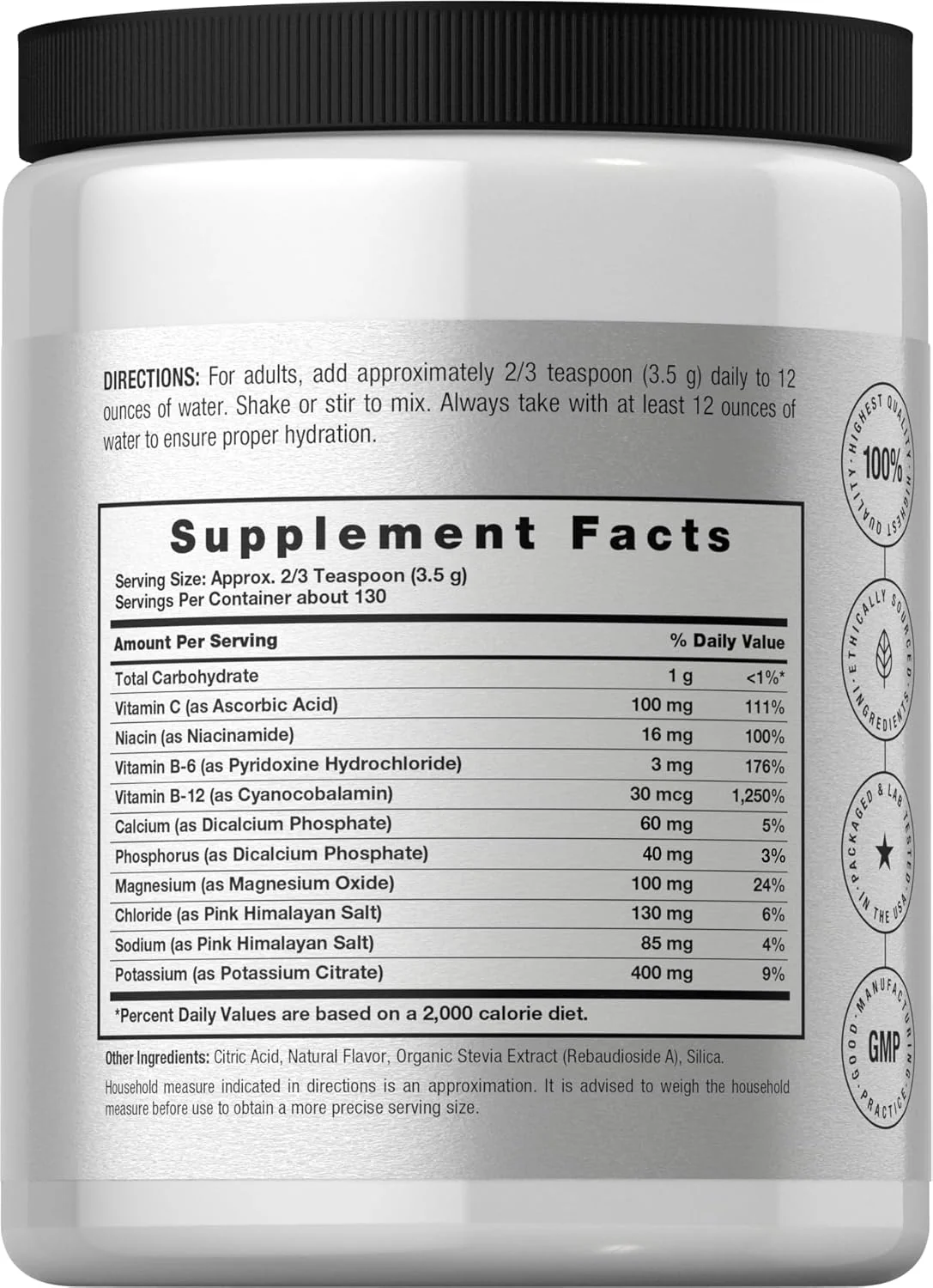 Electrolyte Powder (Lemon), 16 oz (454 g) Bottle - Image 3