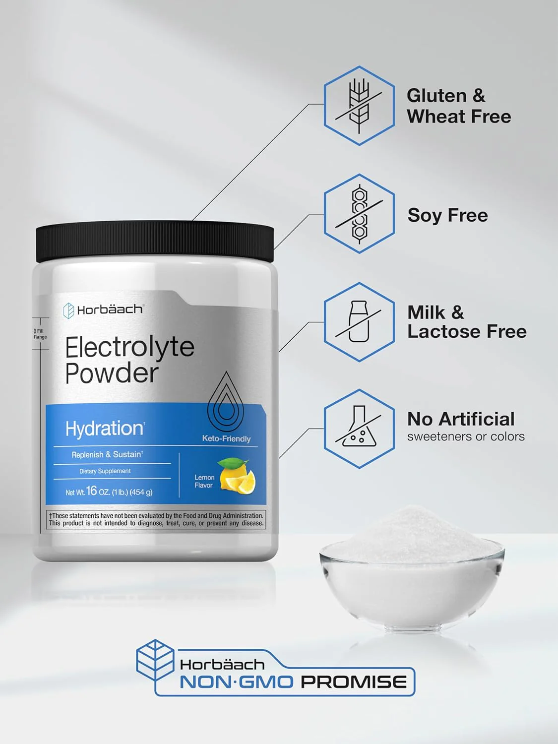 Electrolyte Powder (Lemon), 16 oz (454 g) Bottle - Image 6