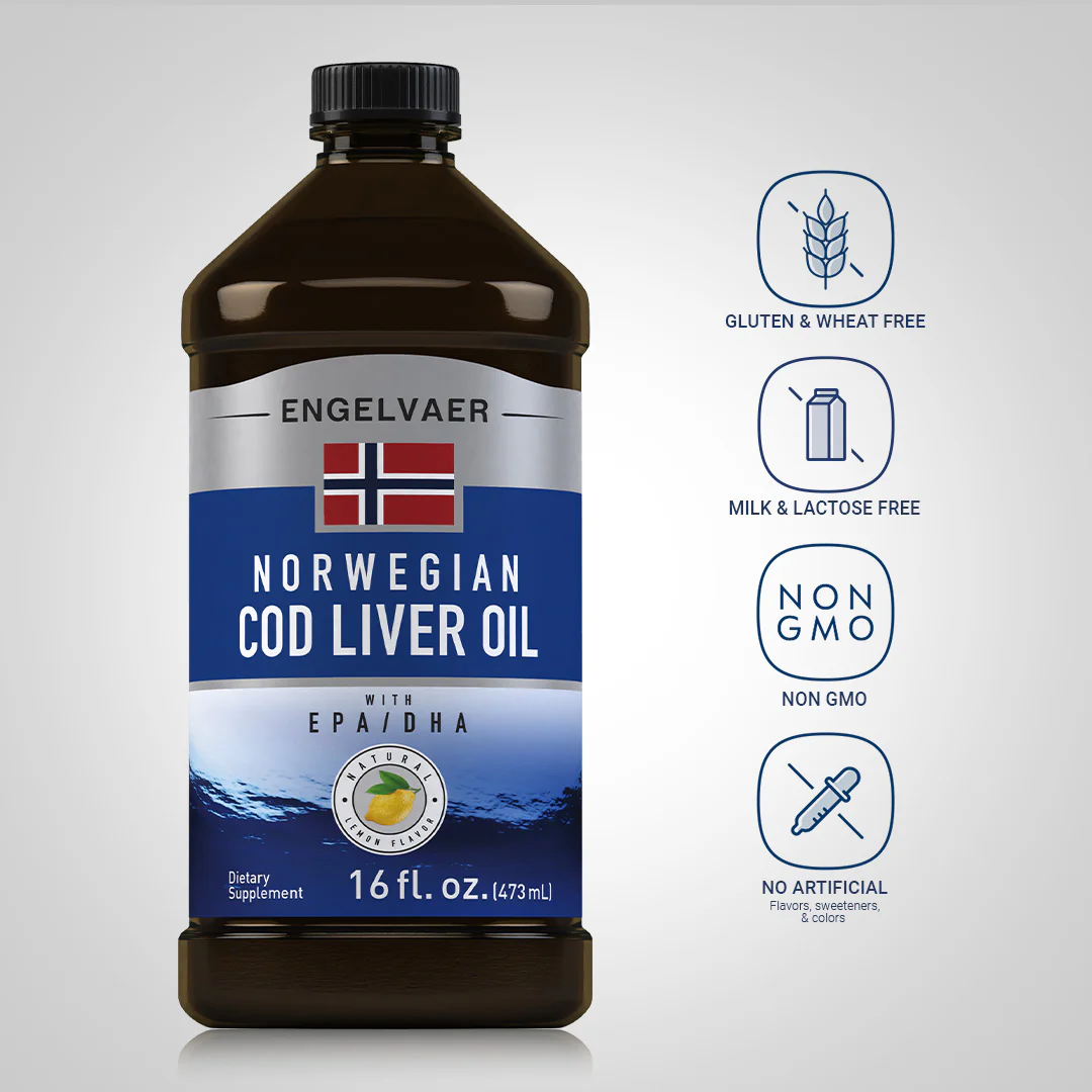 Engelvaer Norwegian Cod Liver Oil (Natural Lemon Flavor), 16 fl oz (473 mL) Bottle, 3  Bottles - Image 4