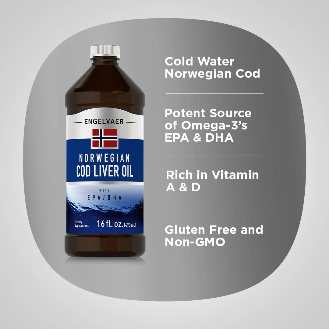 Engelvaer Norwegian Cod Liver Oil (Plain), 16 fl oz (473 mL) Bottle, 3  Bottles - Image 4