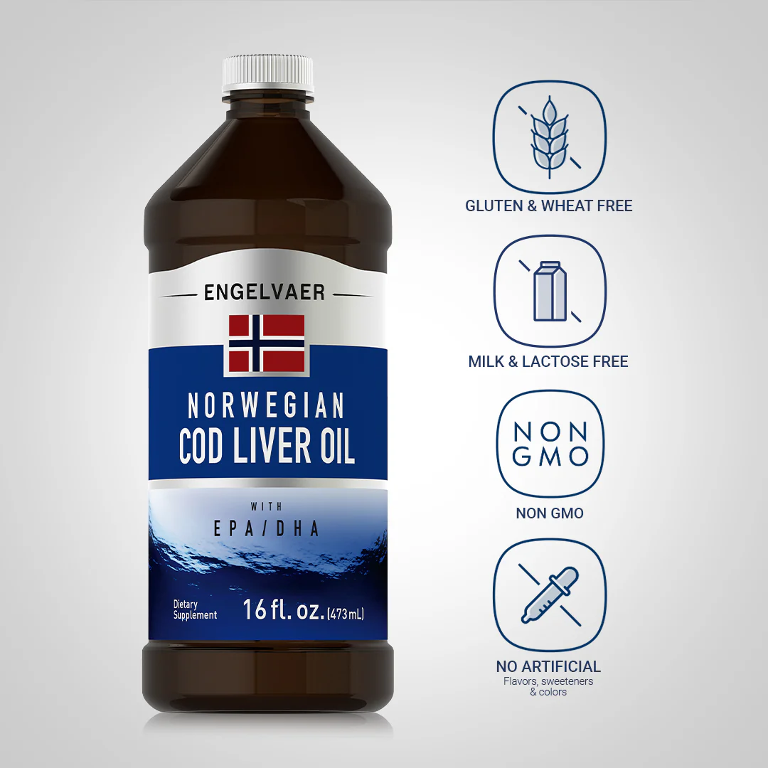 Engelvaer Norwegian Cod Liver Oil (Plain), 16 fl oz (473 mL) Bottle, 3  Bottles - Image 5