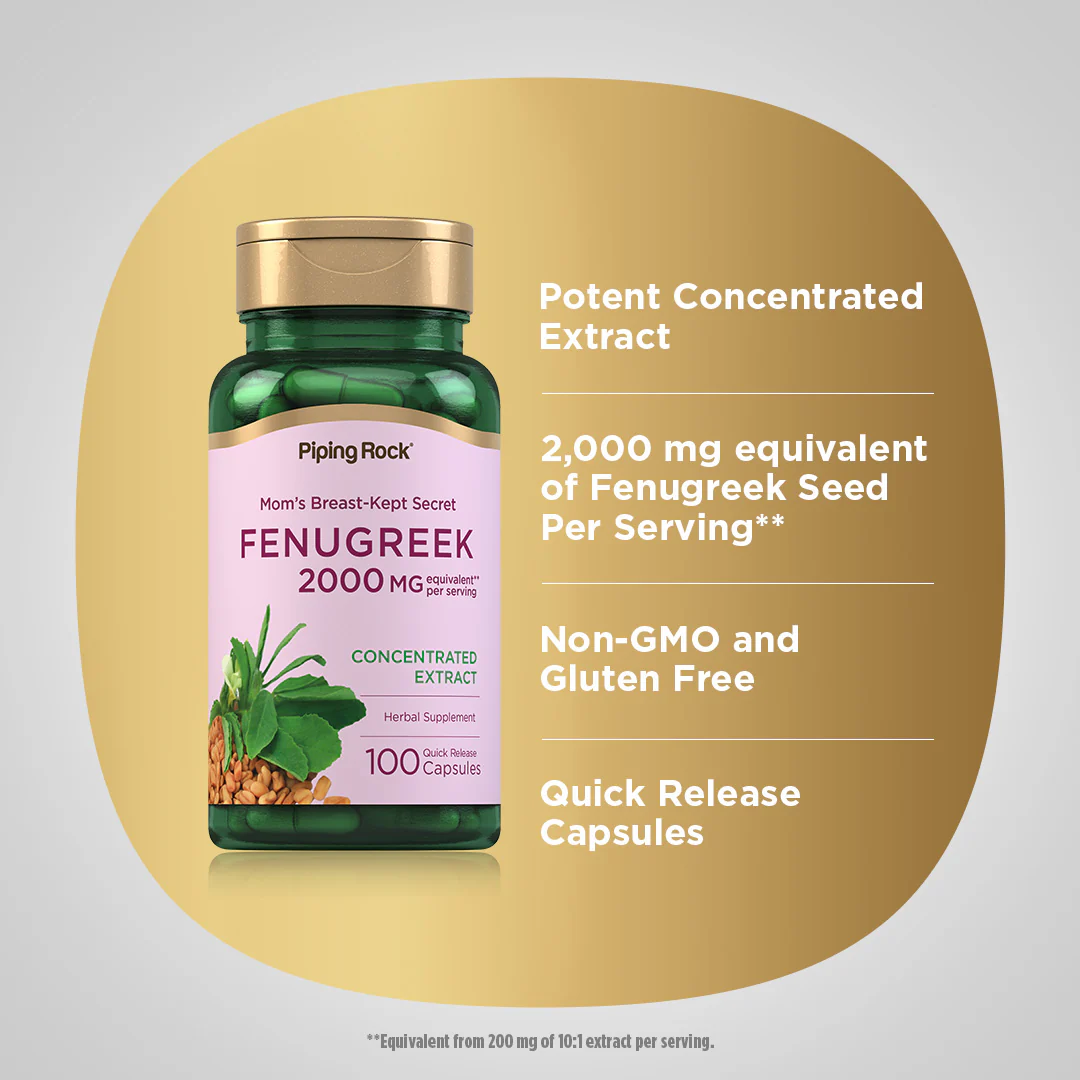 Fenugreek, 2000 mg (per serving), 100 Quick Release Capsules - Image 4