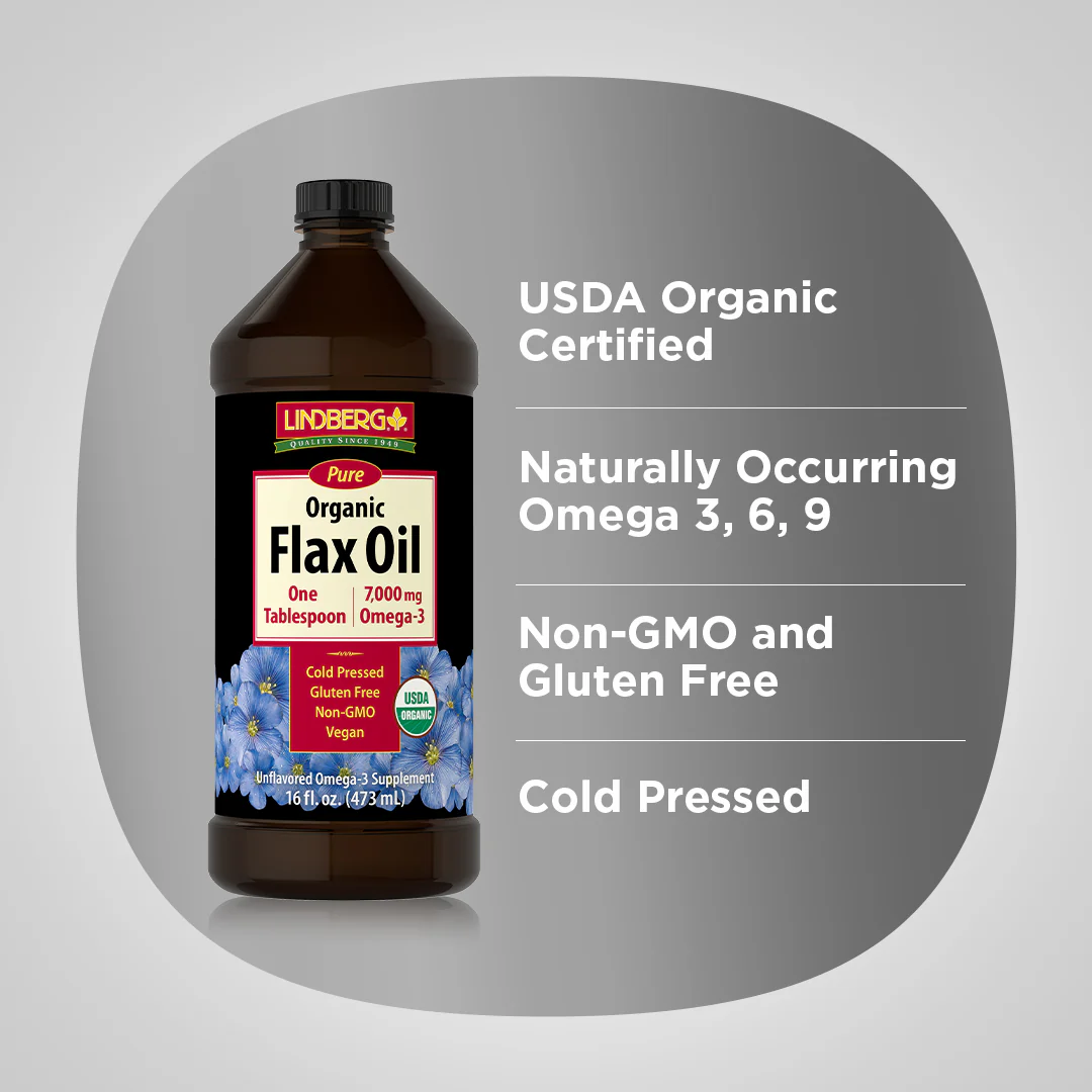 Flax Oil Liquid (Organic), 16 fl oz (473 mL) Bottle, 2  Bottles - Image 3