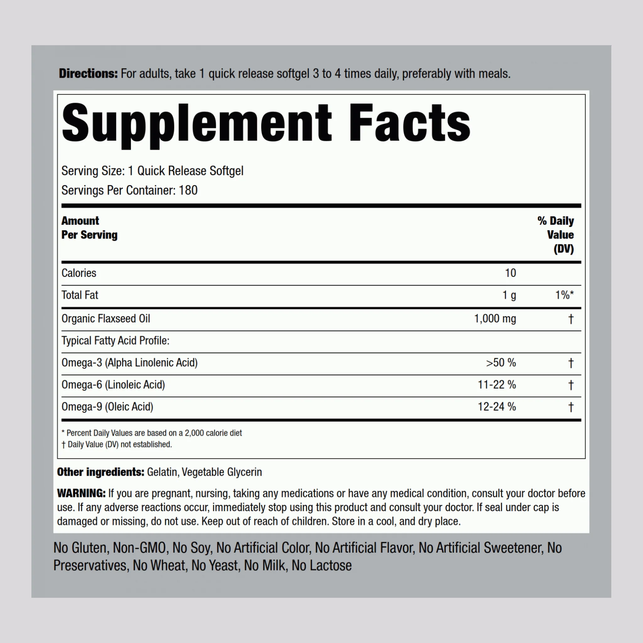 Flaxseed Oil, 1000 mg, 180 Quick Release Softgels, 2  Bottles - Image 2