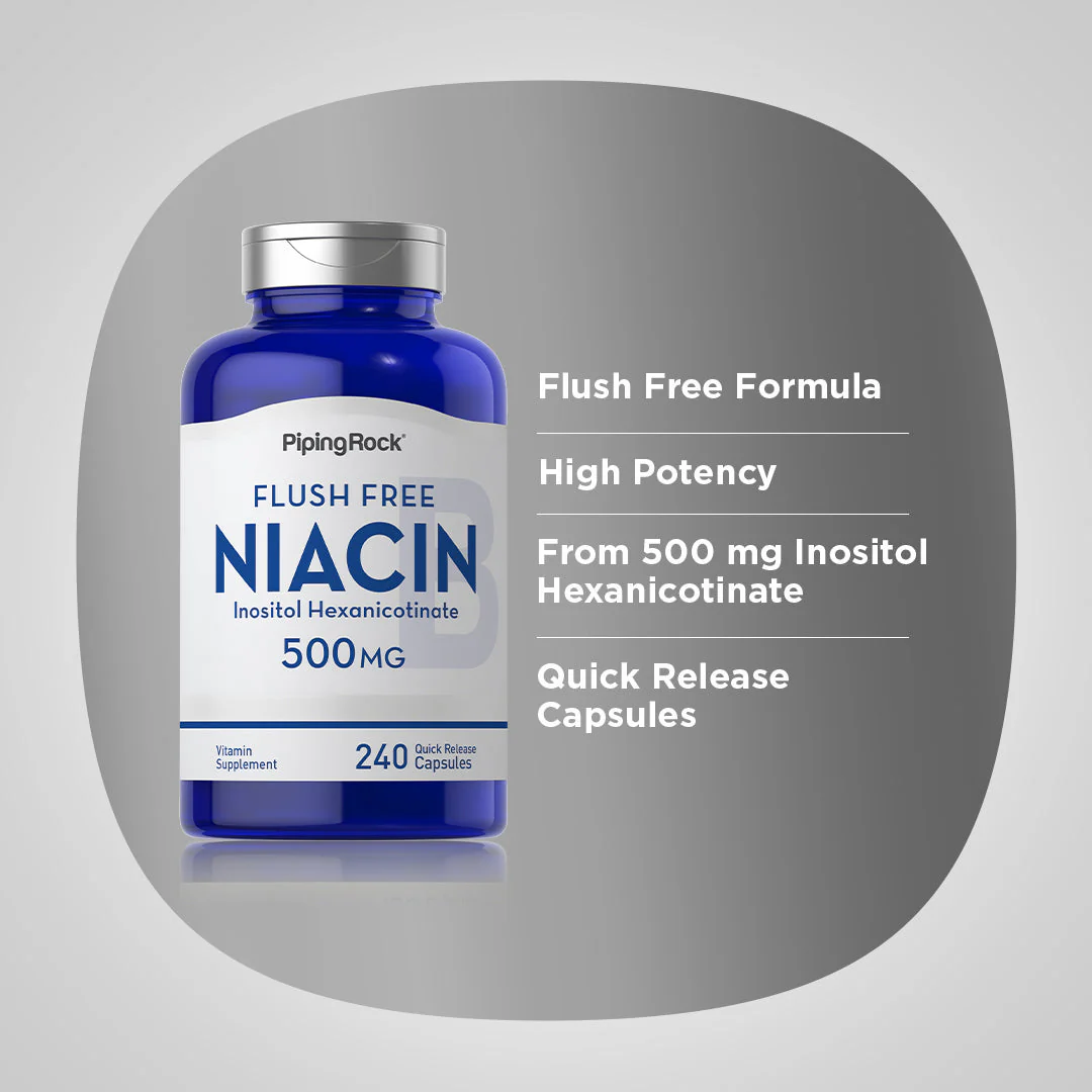 Flush Free Niacin, 500 mg, 240 Quick Release Capsules, 2  Bottles - Image 4