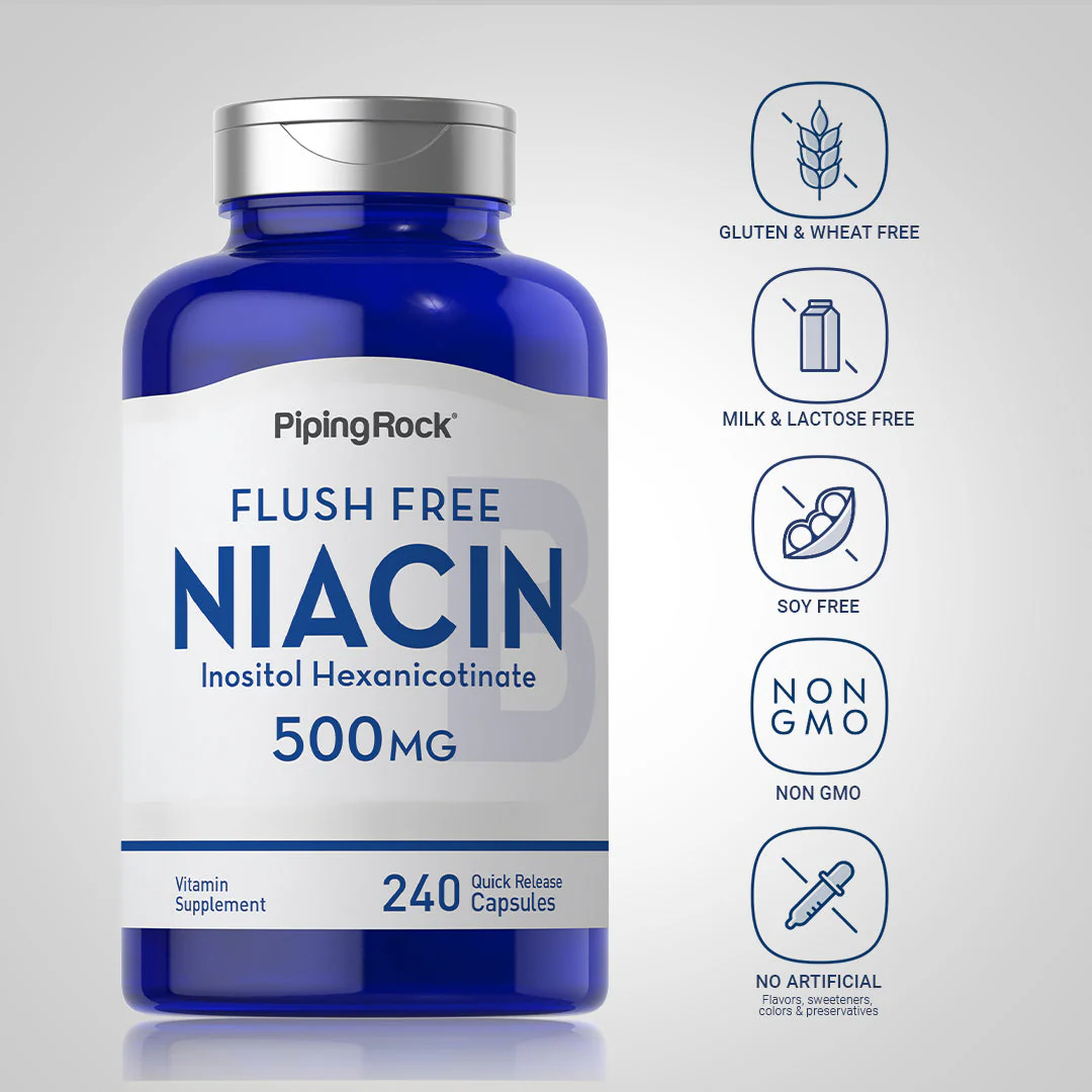 Flush Free Niacin, 500 mg, 240 Quick Release Capsules, 2  Bottles - Image 5