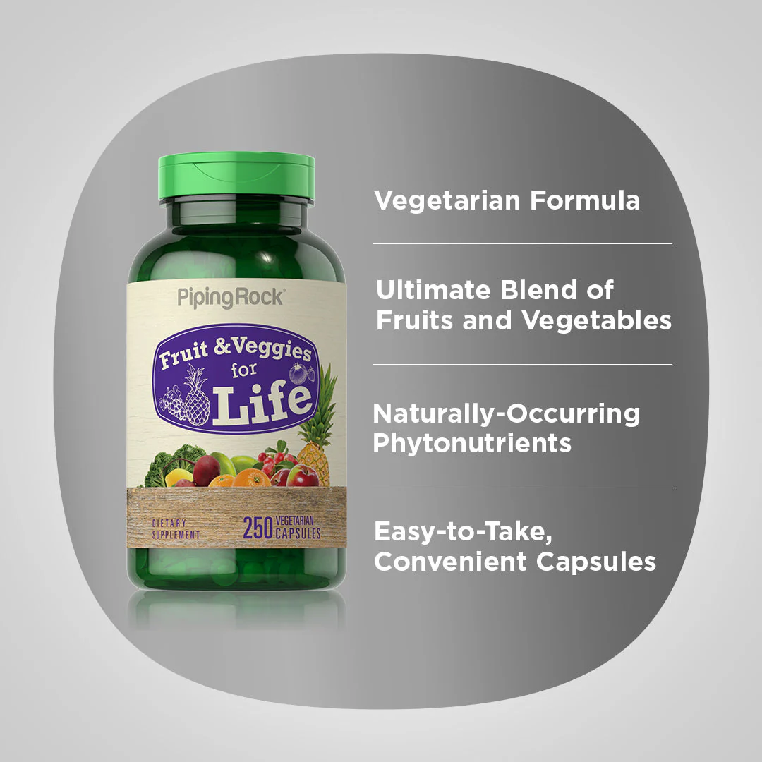 Fruit & Veggies for Life, 250 Vegetarian Capsules - Image 12