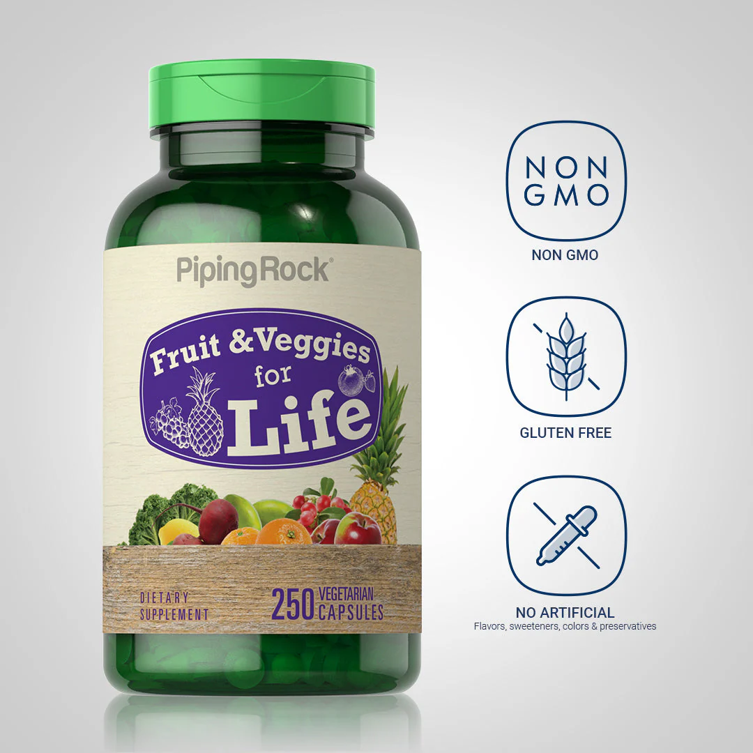 Fruit & Veggies for Life, 250 Vegetarian Capsules, 2  Bottles - Image 4
