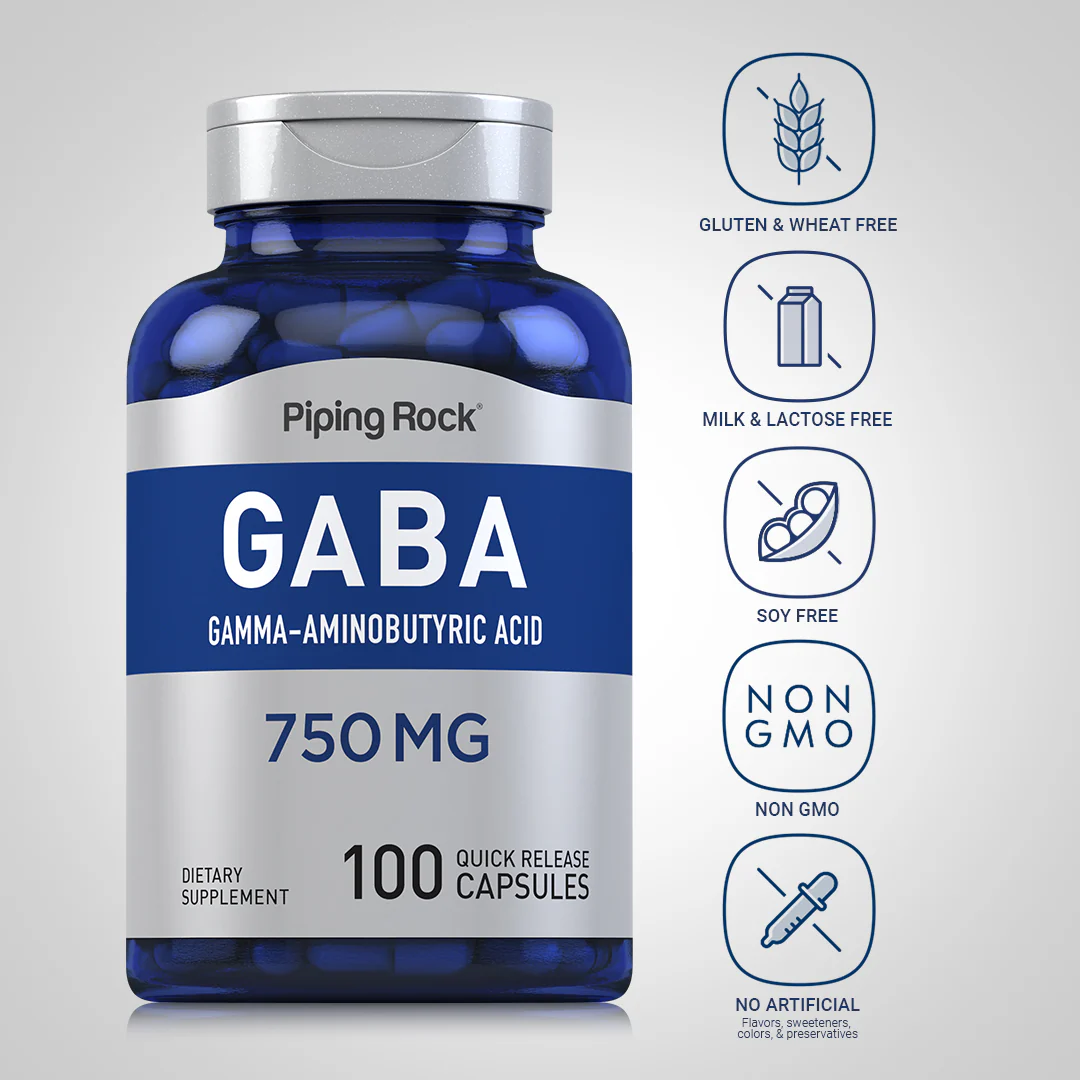 GABA (Gamma-Aminobutyric Acid), 750 mg, 100 Quick Release Capsules, 2  Bottles - Image 5