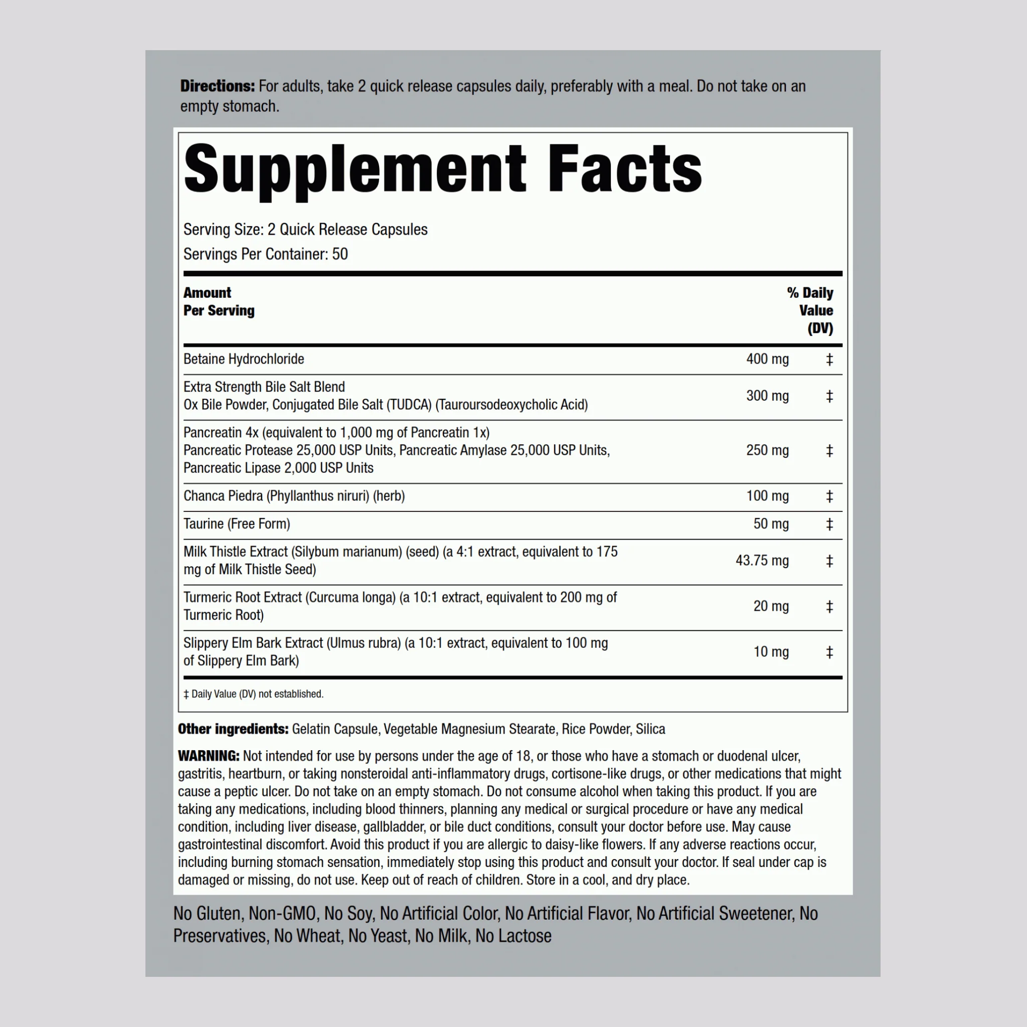 Gallbladder Formula, 100 Quick Release Capsules - Image 2