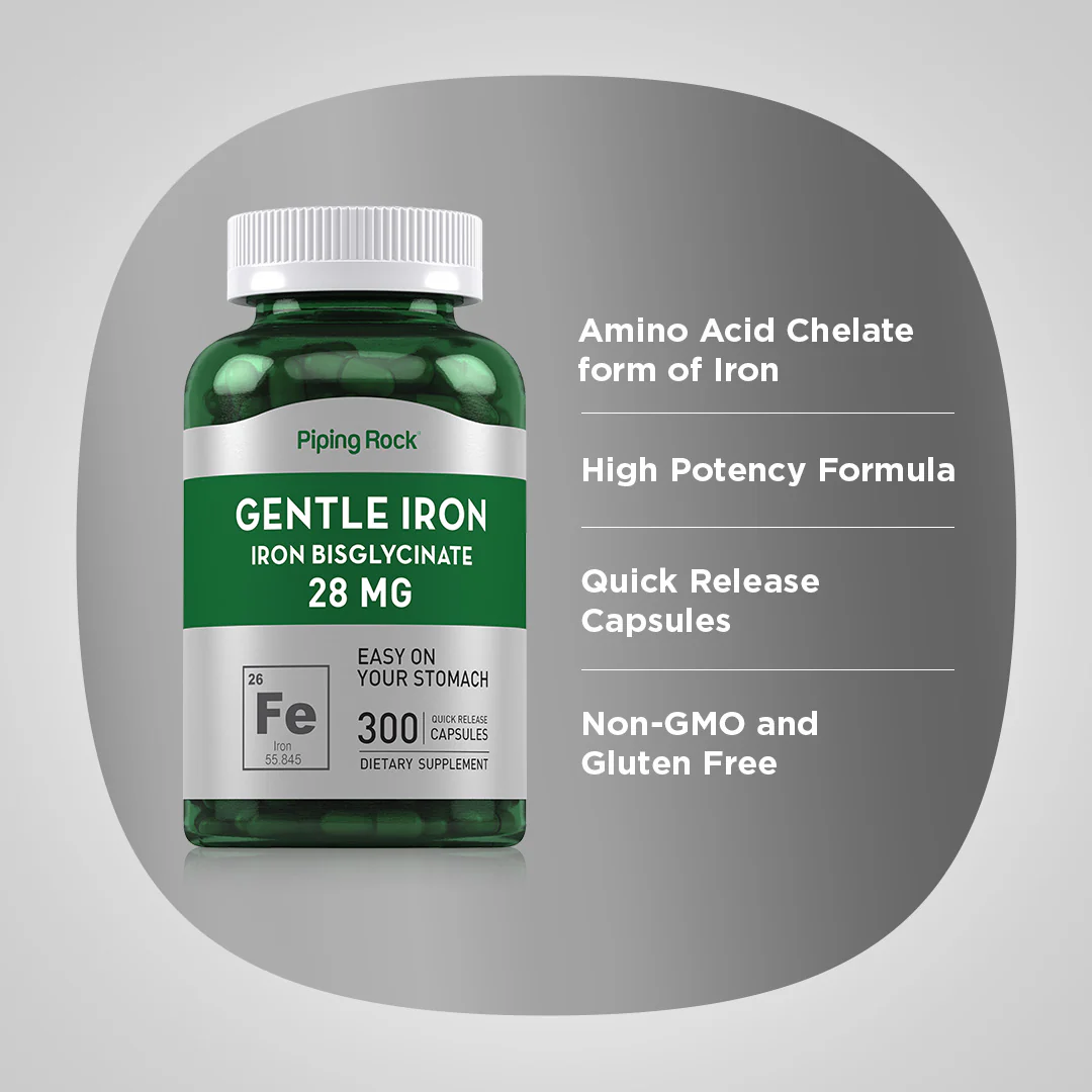 Gentle Iron (Iron Bisglycinate), 28 mg, 300 Quick Release Capsules - Image 4