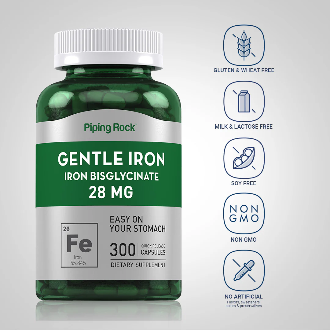 Gentle Iron (Iron Bisglycinate), 28 mg, 300 Quick Release Capsules, 2  Bottles - Image 5