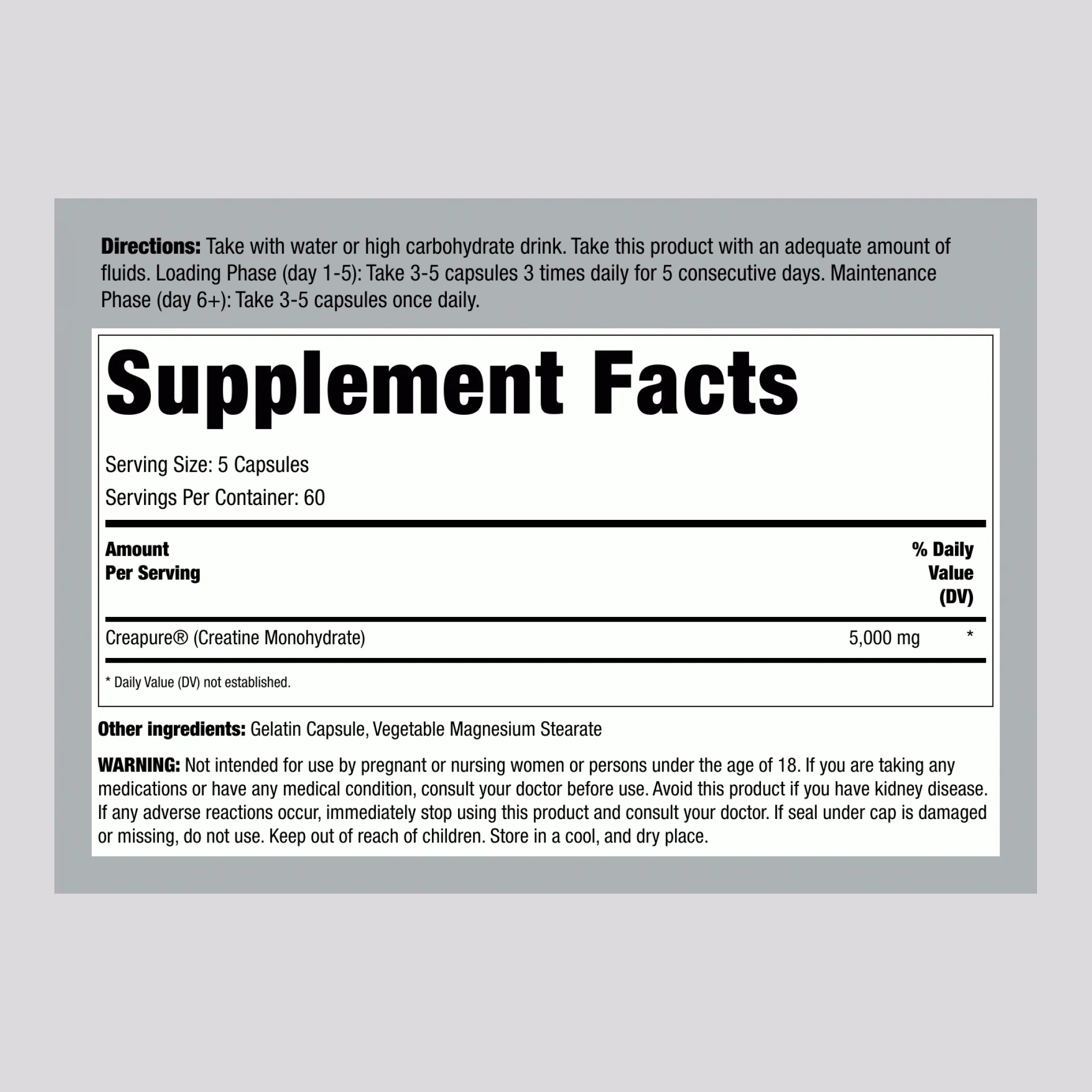 German Creatine Monohydrate (Creapure), 1000 mg, 300 Capsules - Image 2