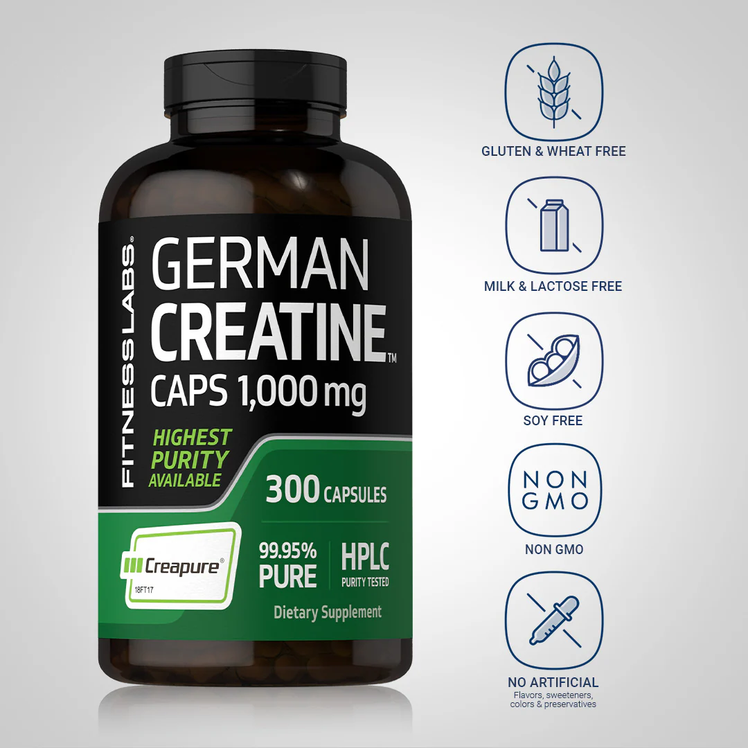 German Creatine Monohydrate (Creapure), 1000 mg, 300 Capsules - Image 4