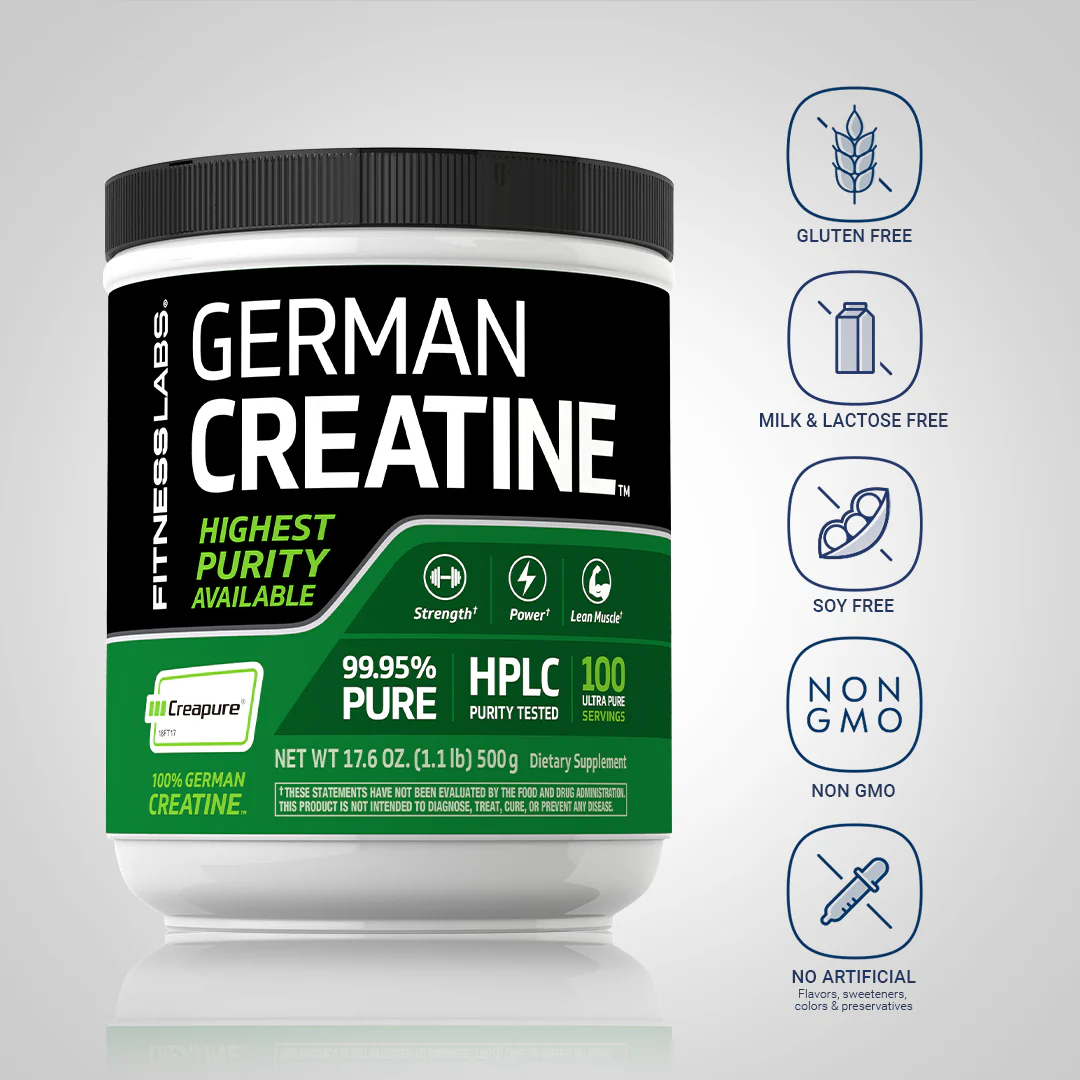 German Creatine Monohydrate (Creapure), 5000 mg (per serving), 1.1 lb (500 g) Bottle - Image 4