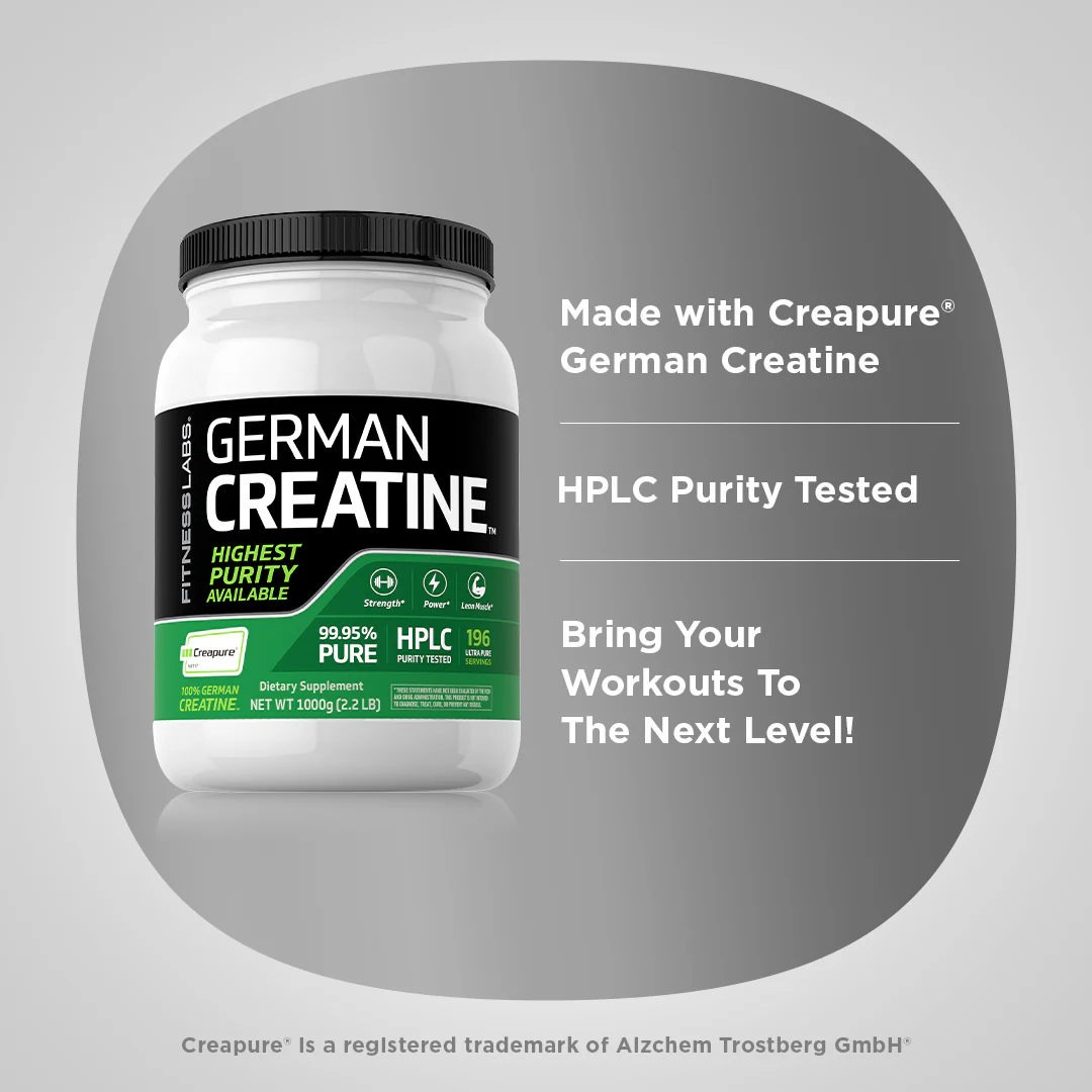 German Creatine Monohydrate (Creapure), 5000 mg (per serving), 2.2 lb (1000 g) Bottle - Image 4