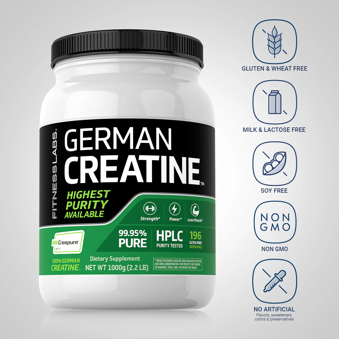 German Creatine Monohydrate (Creapure), 5000 mg (per serving), 2.2 lb (1000 g) Bottle - Image 5