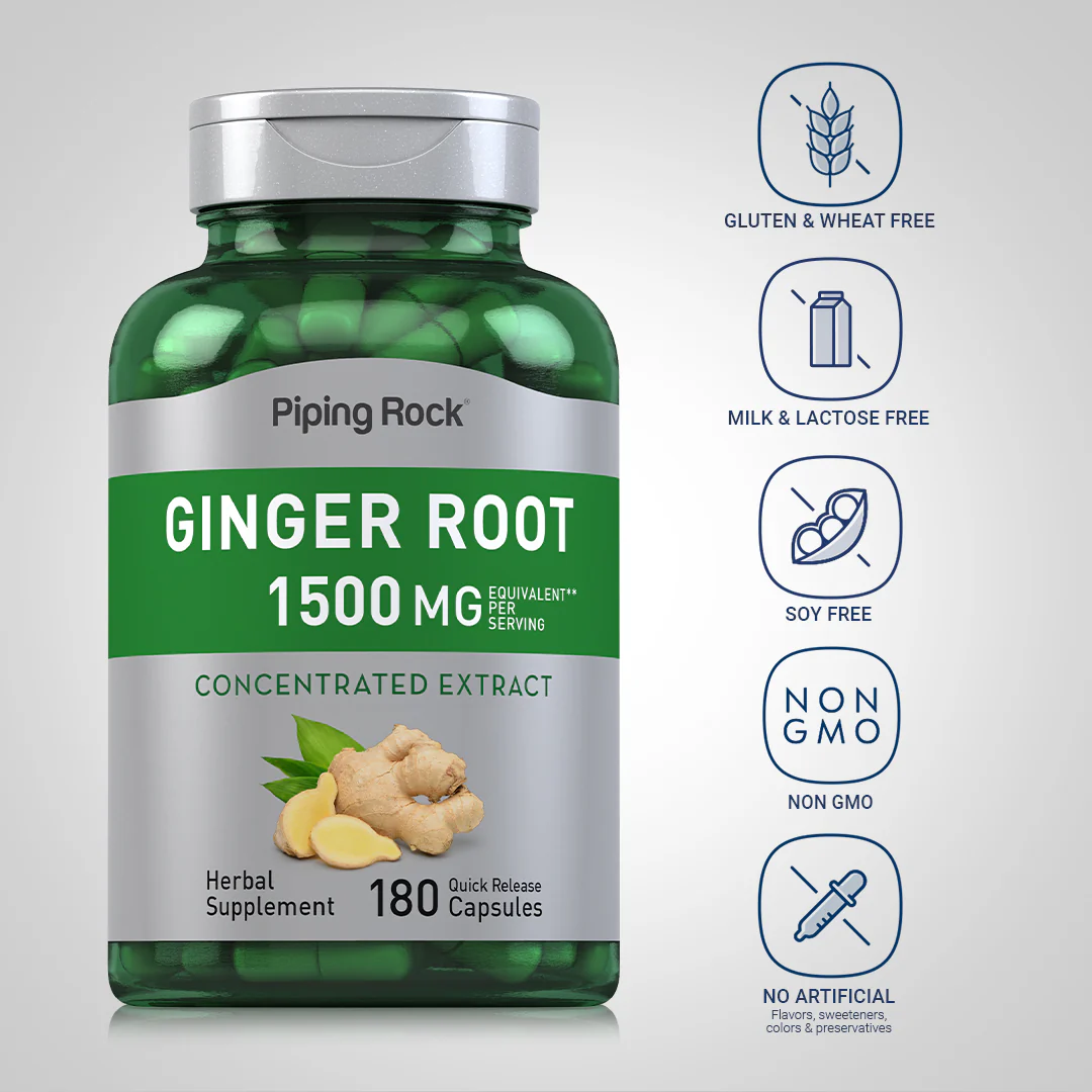 Ginger Root, 1500 mg (per serving), 180 Quick Release Capsules, 2  Bottles - Image 5