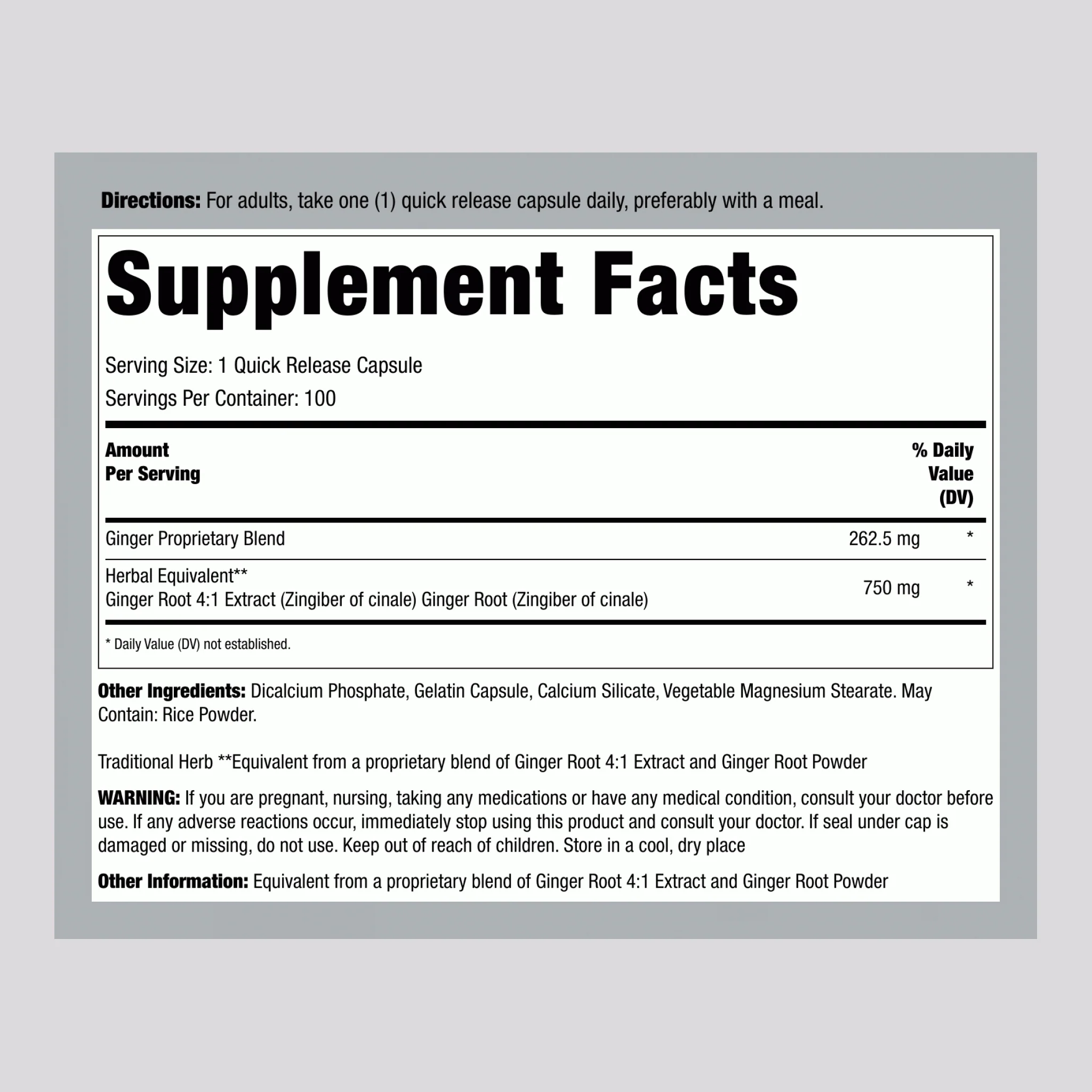 Ginger Root Extract, 750 mg, 100 Capsules - Image 11