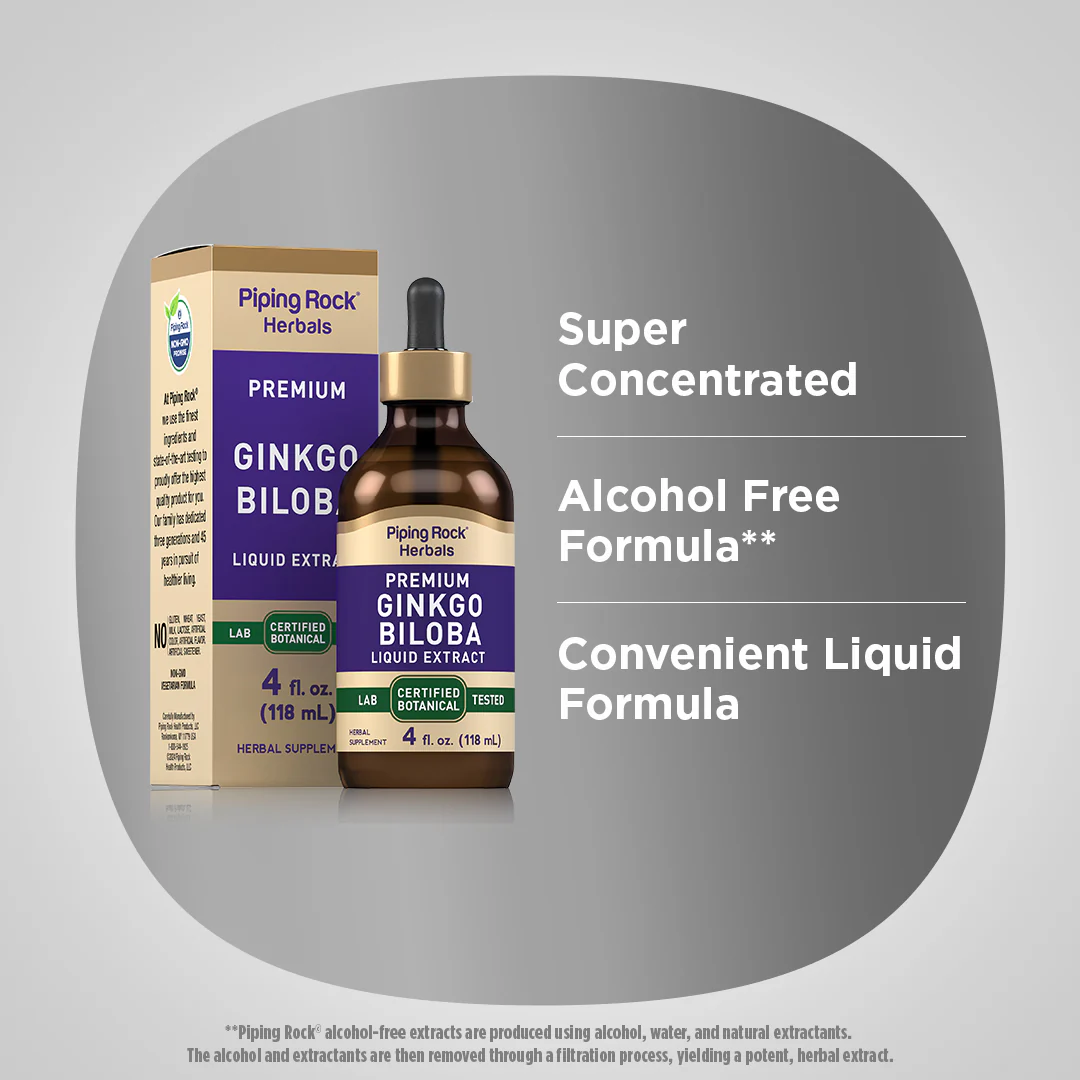 Ginkgo Biloba Liquid Extract Alcohol Free, 4 fl oz (118 mL) Dropper Bottle - Image 3