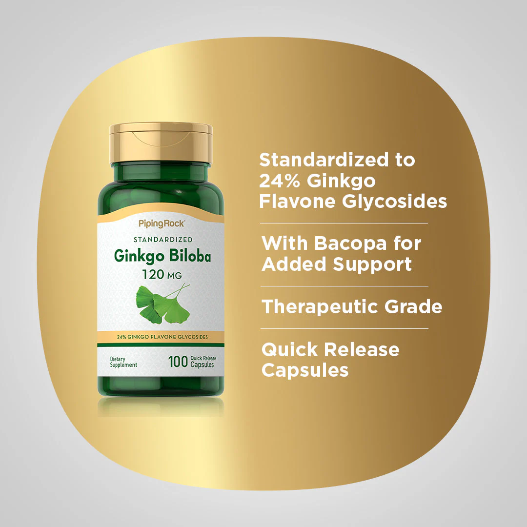 Ginkgo Biloba Standardized Extract, 120 mg, 100 Quick Release Capsules - Image 4