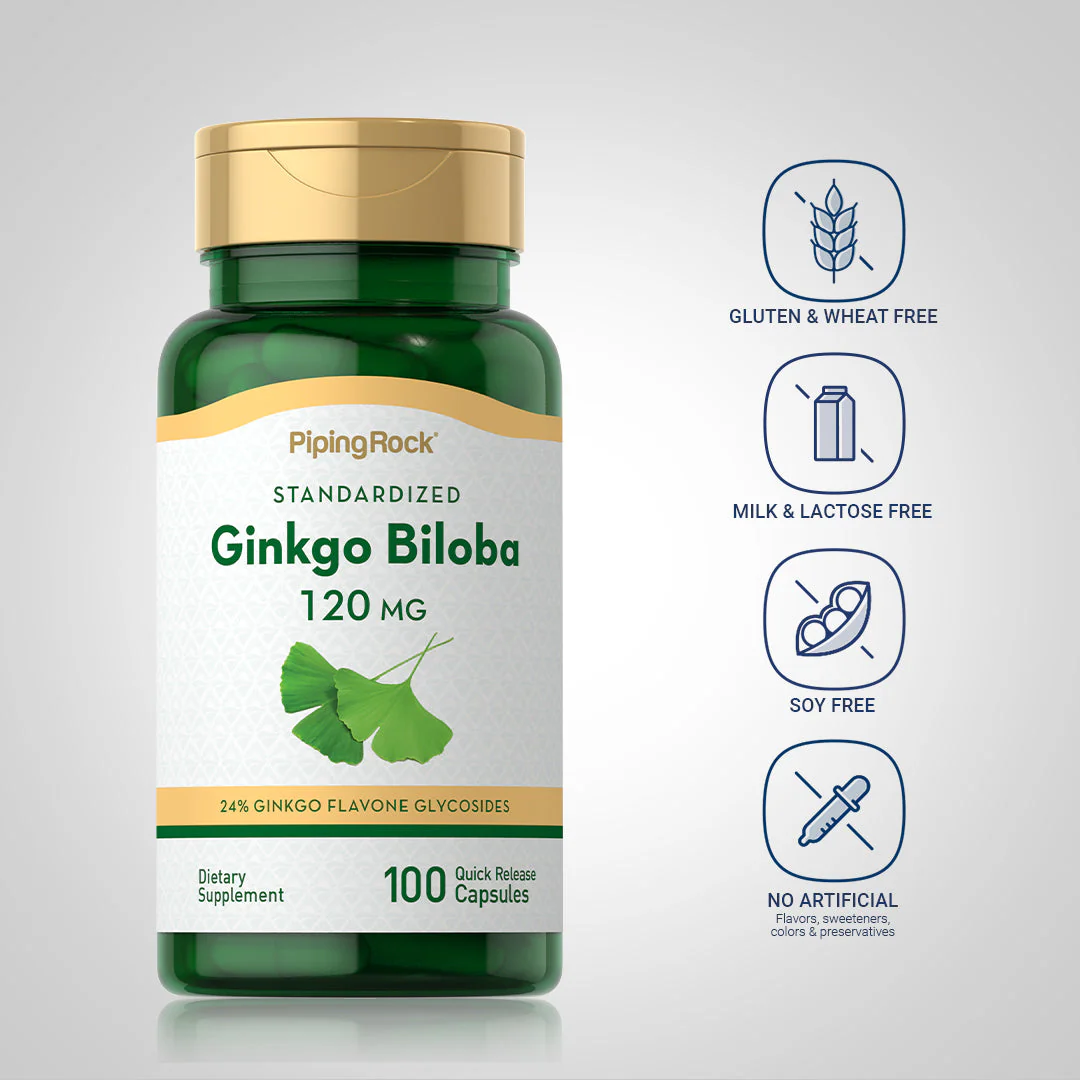 Ginkgo Biloba Standardized Extract, 120 mg, 100 Quick Release Capsules - Image 5