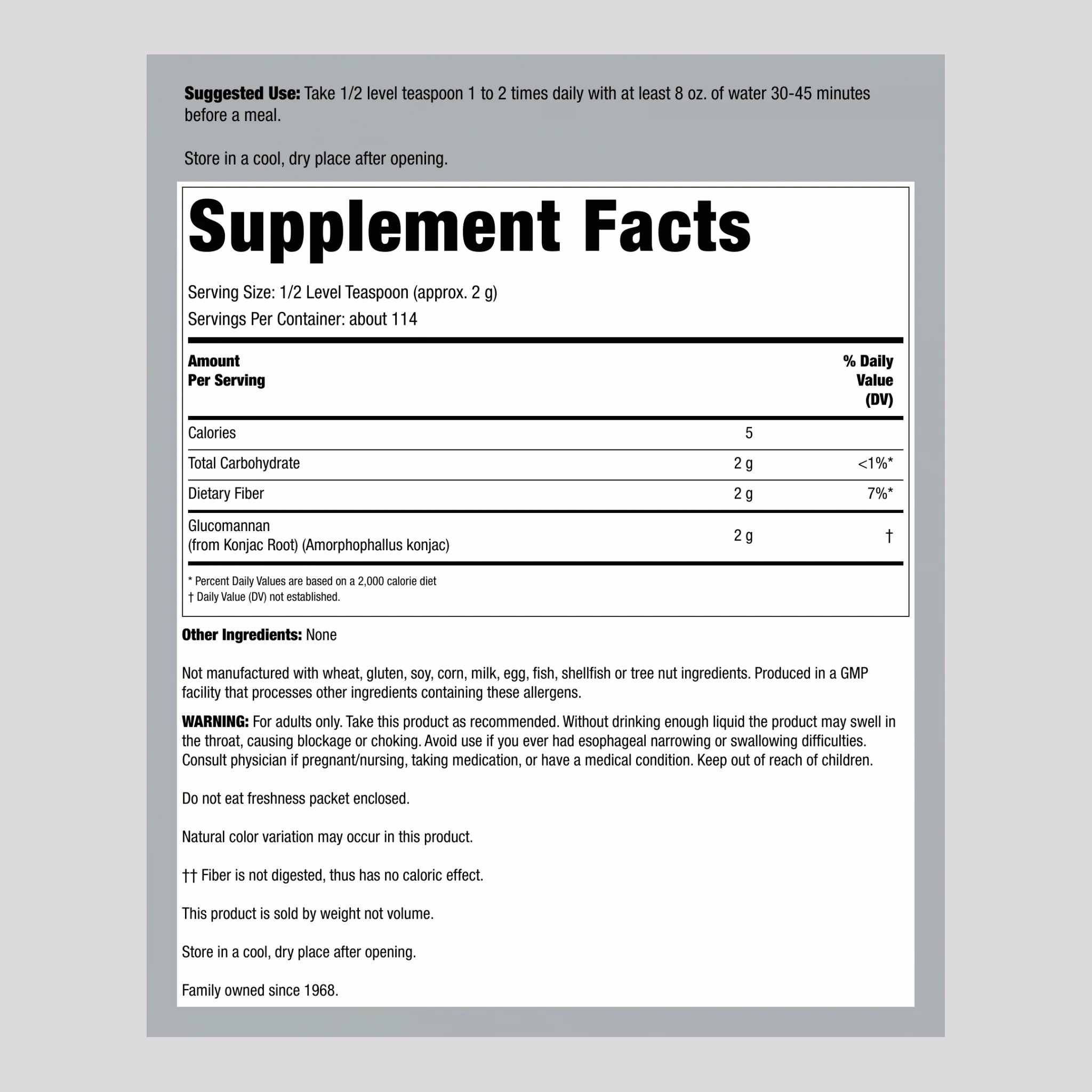 Glucomannan Pure Powder, 8 oz (227 g) Bottle - Image 2