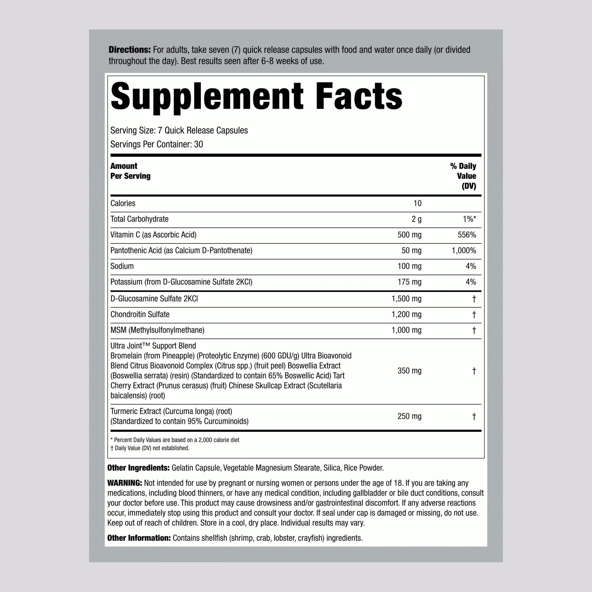 Glucosamine, Chondroitin, Turmeric & MSM UltraJoint, 210 Capsules - Image 2
