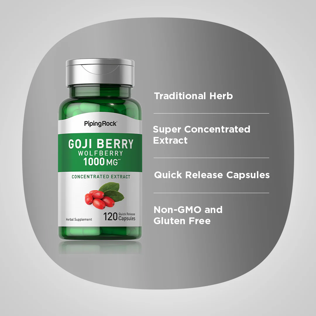 Goji Berry (Wolfberry), 1000 mg, 120 Quick Release Capsules - Image 4