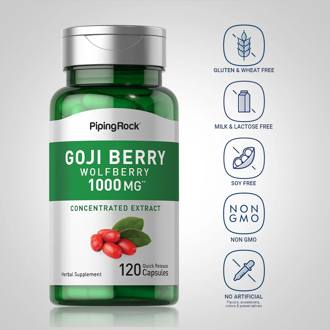 Goji Berry (Wolfberry), 1000 mg, 120 Quick Release Capsules - Image 5
