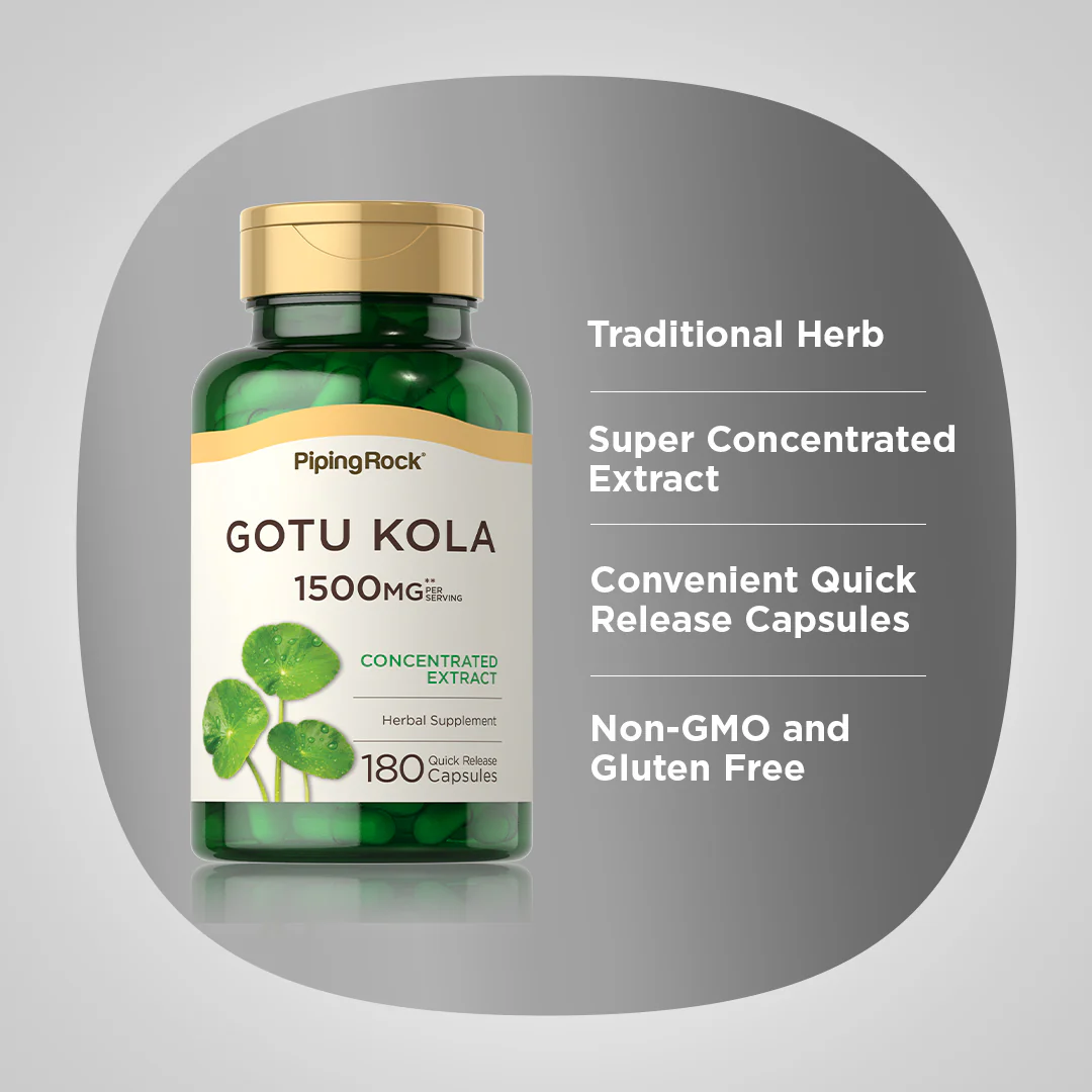Gotu Kola, 1500 mg (per serving), 180 Quick Release Capsules, 2  Bottles - Image 4