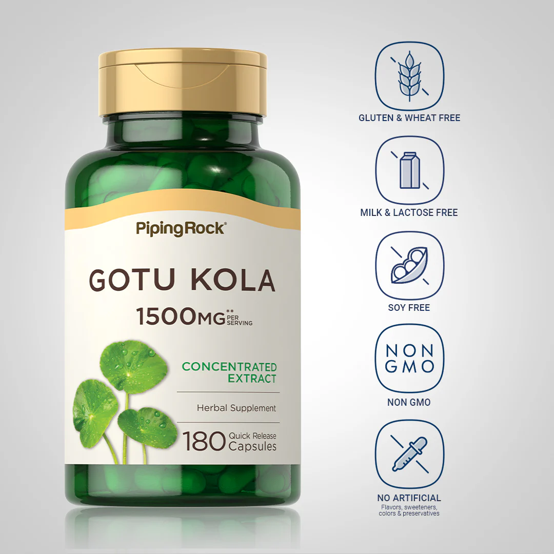 Gotu Kola, 1500 mg (per serving), 180 Quick Release Capsules, 2  Bottles - Image 5