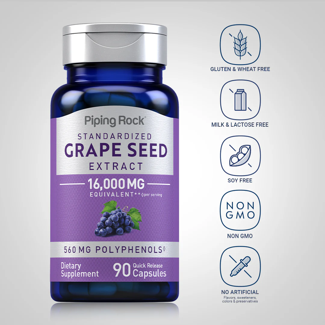 Grape Seed Extract, 16,000 mg (per serving), 90 Quick Release Capsules - Image 5